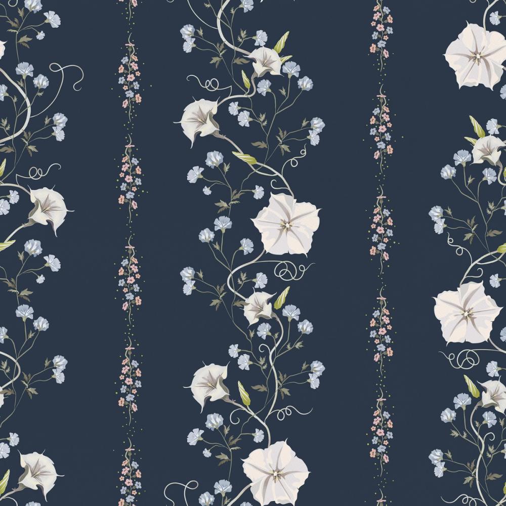 Trailing Flower Stripe, Navy