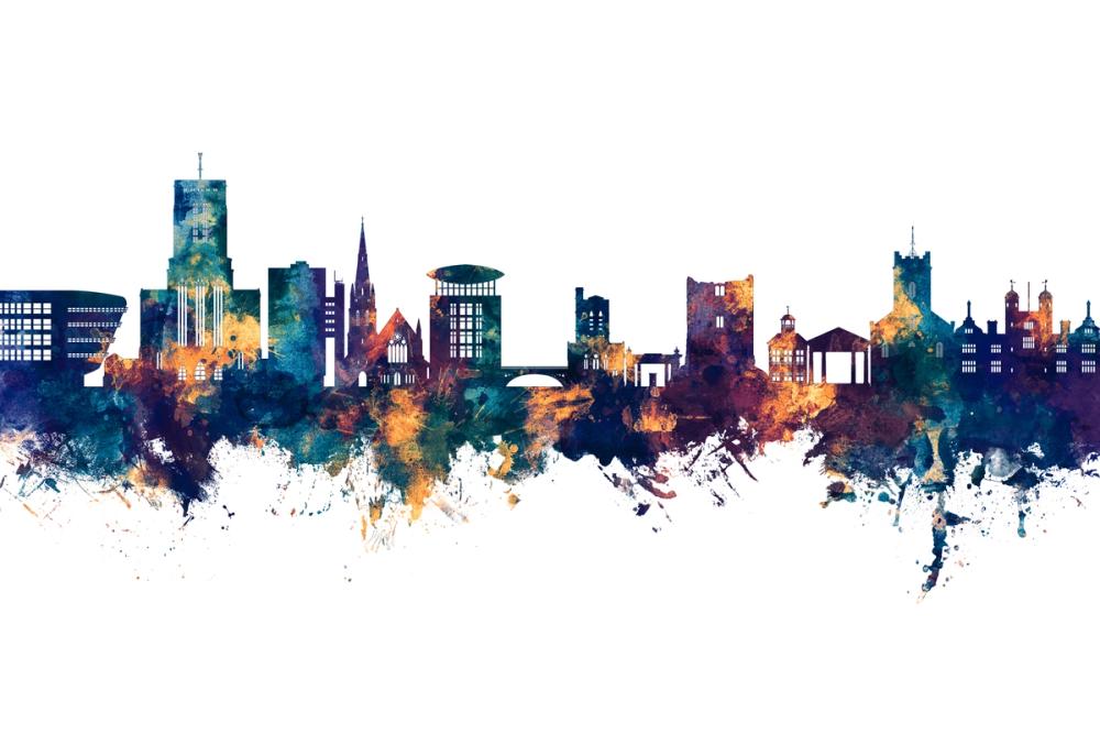 Guildford England Skyline Blue & Bronze