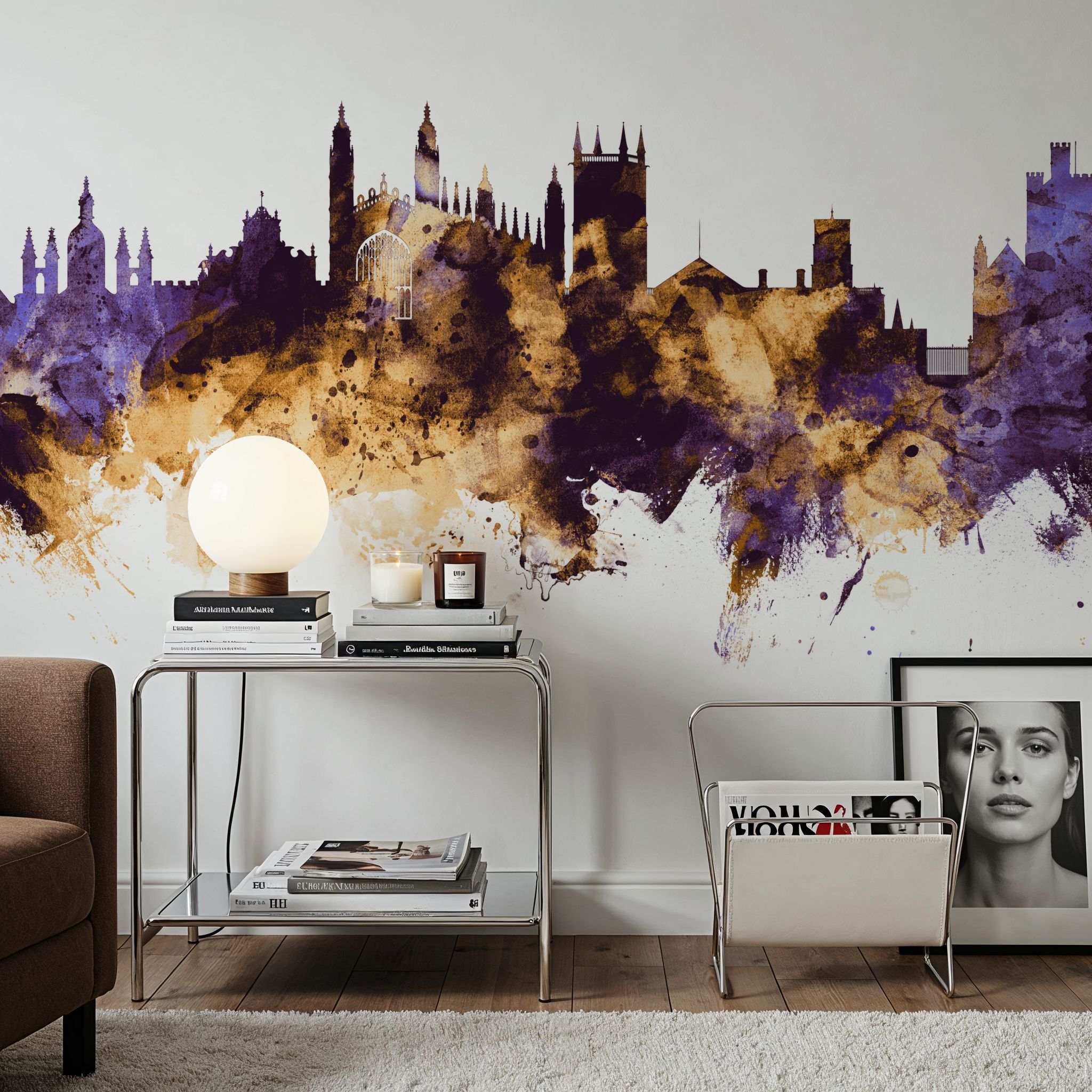 Cambridge England Skyline Purple & Gold