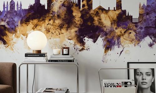 Cambridge England Skyline Purple & Gold