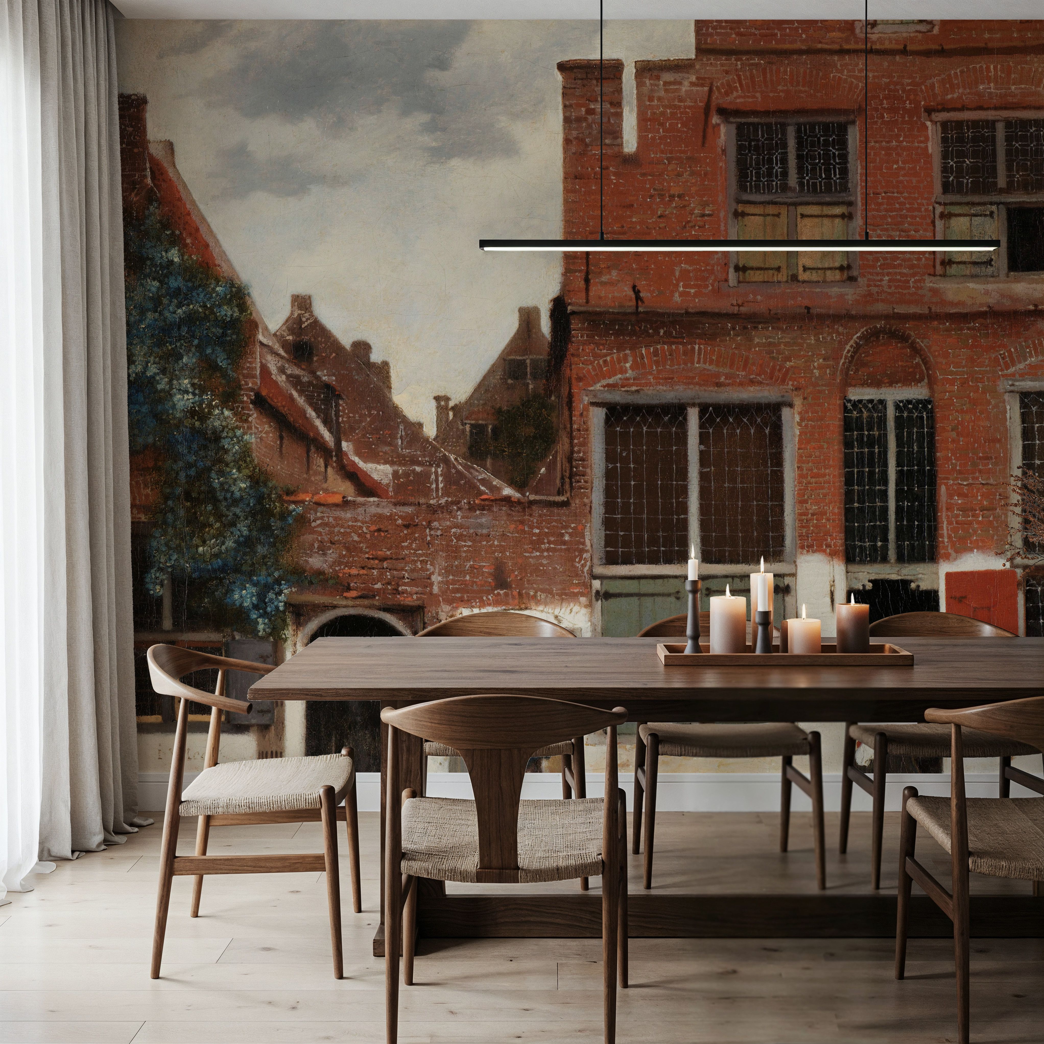 Wall Mural - The Little Street - Architecture Folk mural wallpaper - Hallway staircases - Wallism UK - Premium, Textured or Peel & Stick