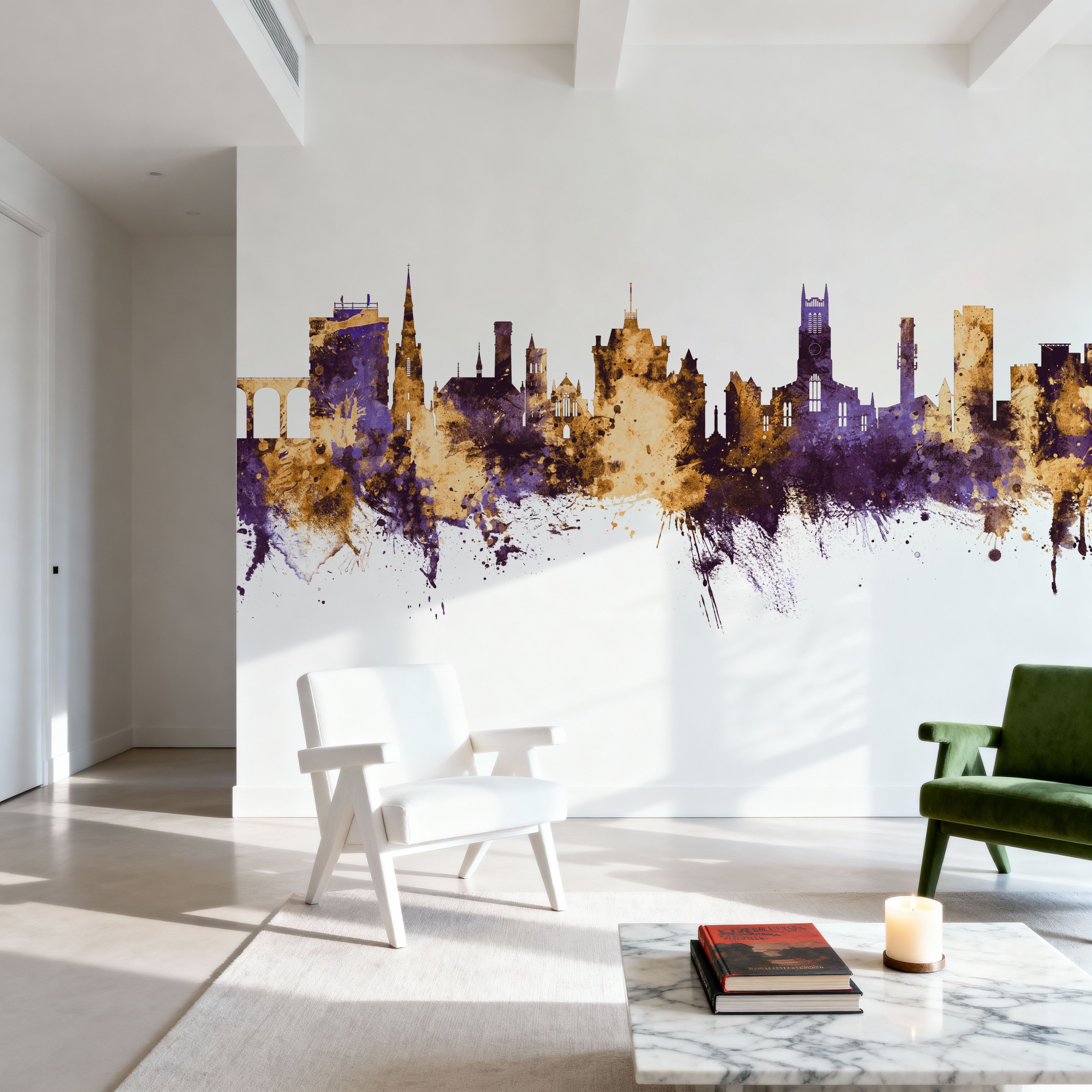 Huddersfield England Skyline Purple & Gold