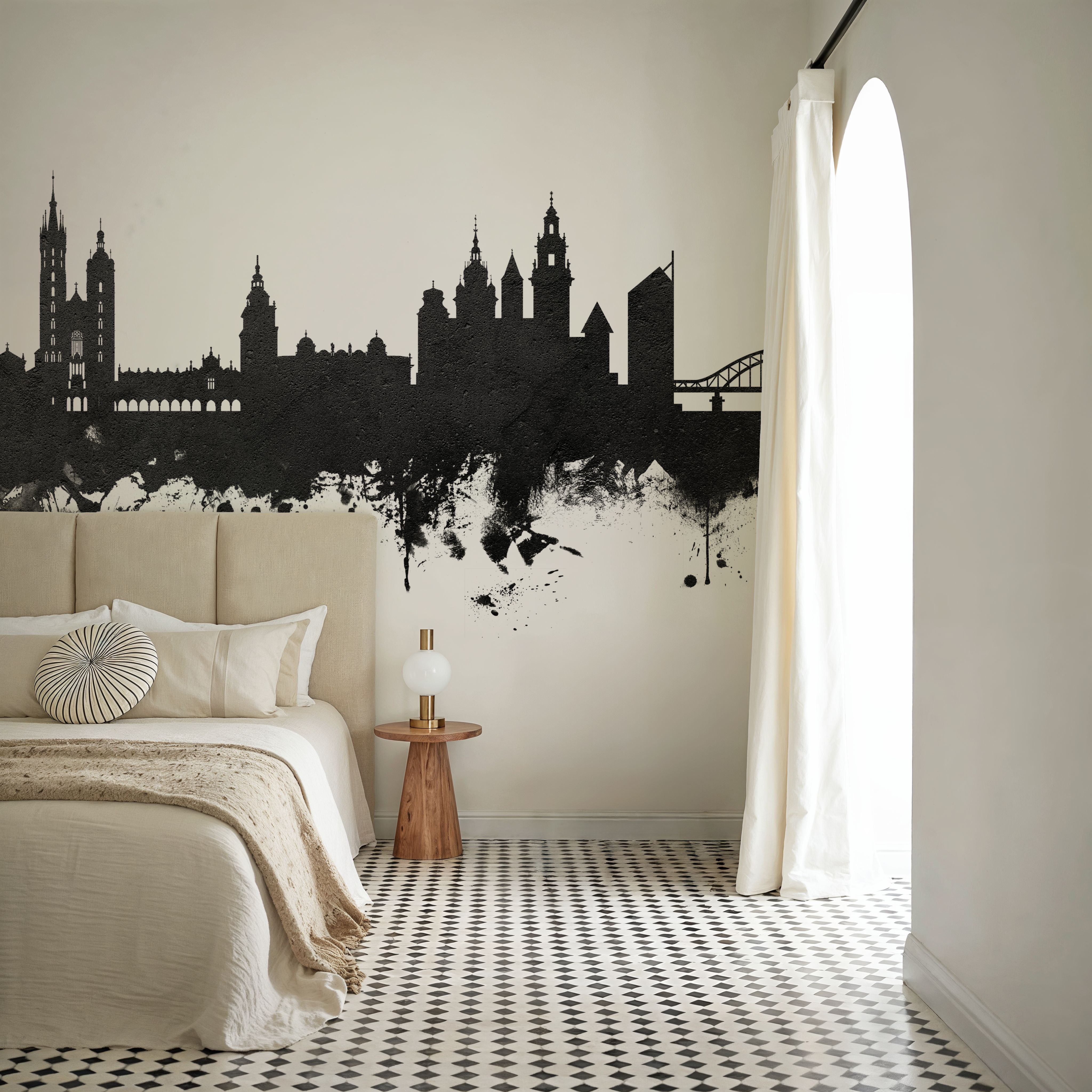 Krakow Skyline Black & White