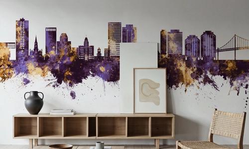 Halifax Canada Skyline Purple & Gold