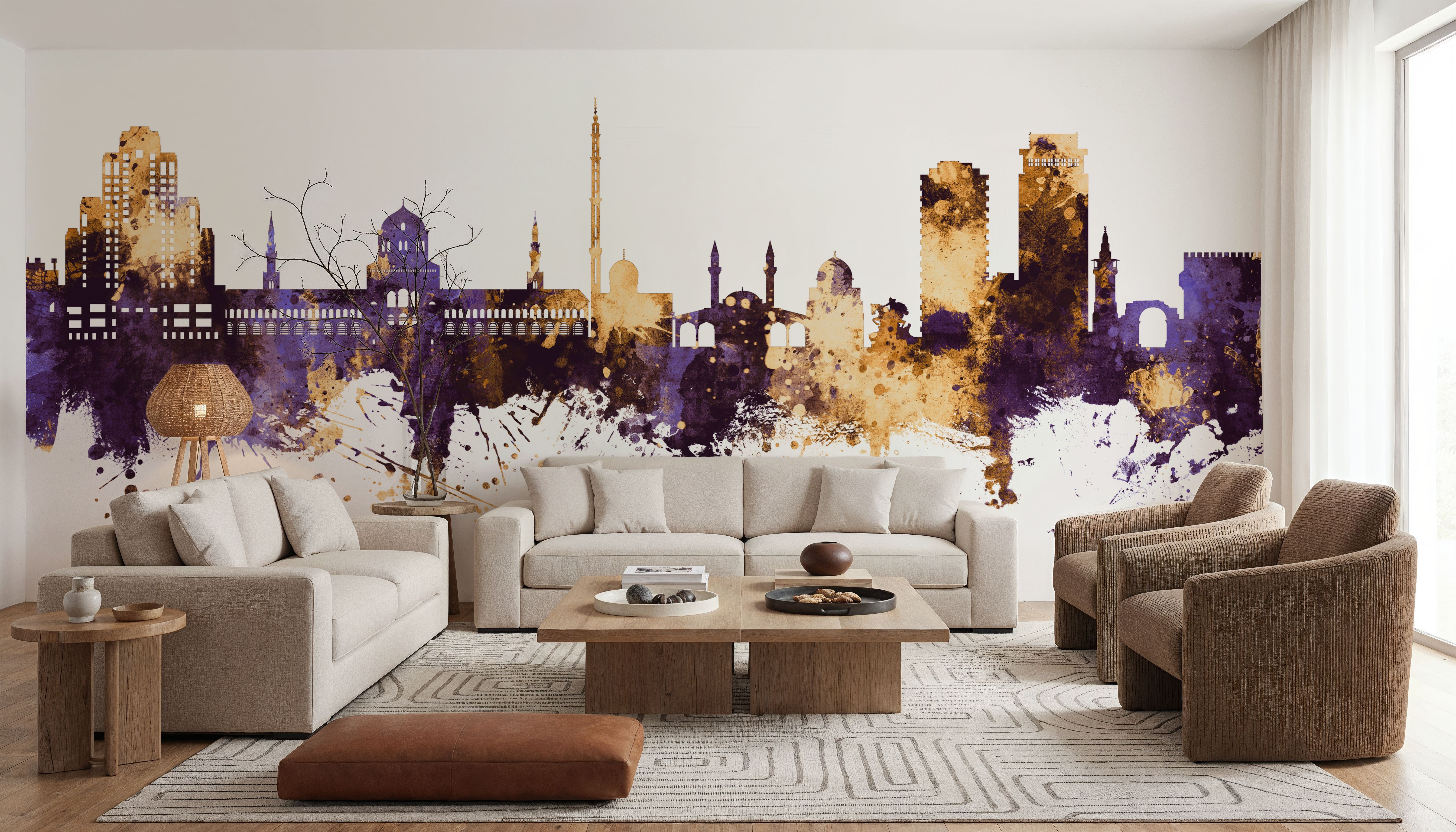 Damascus Syria Skyline Purple & Gold