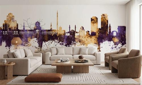 Damascus Syria Skyline Purple & Gold