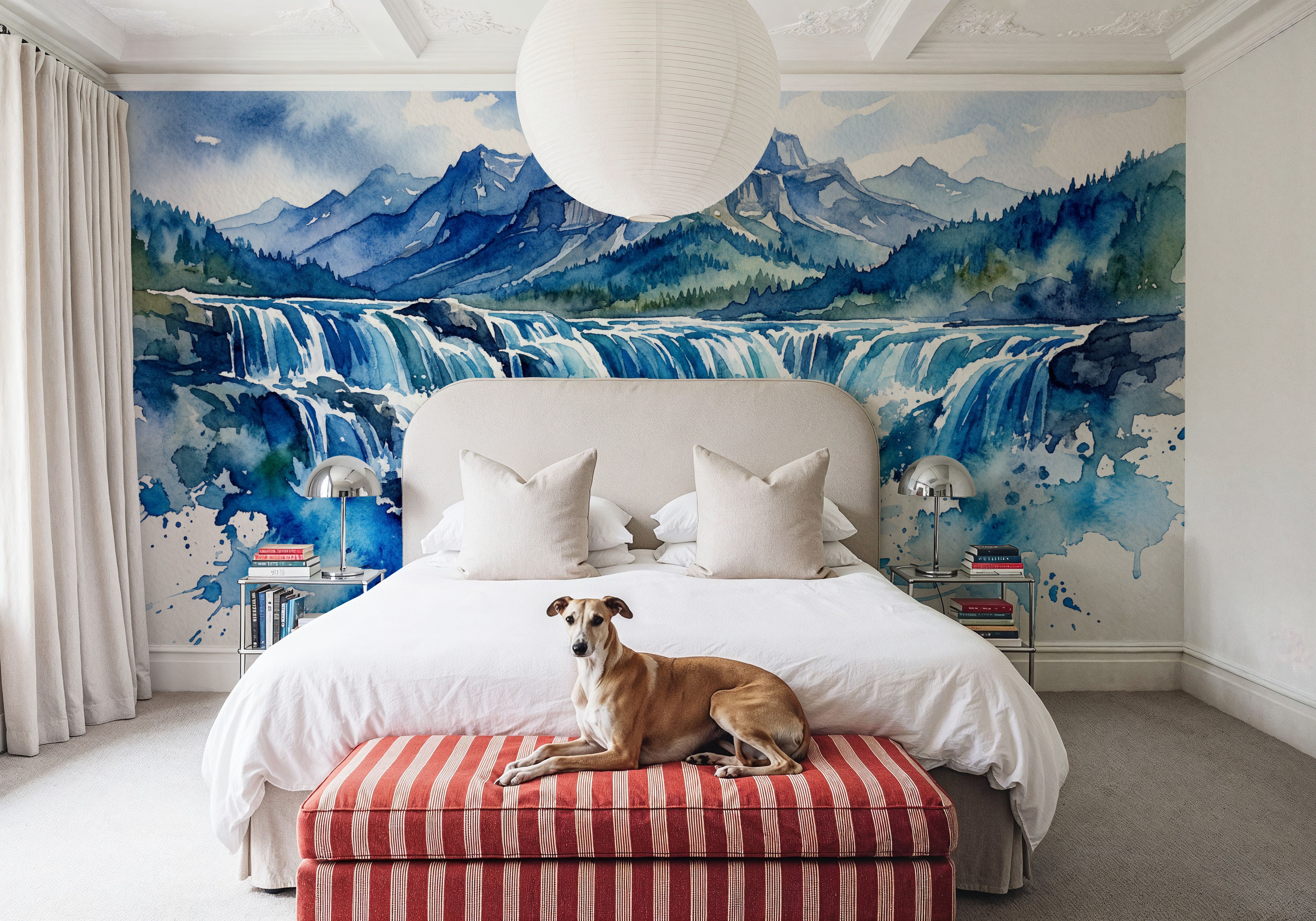 Nordic Waterfall - Watercolor Landscapes Series