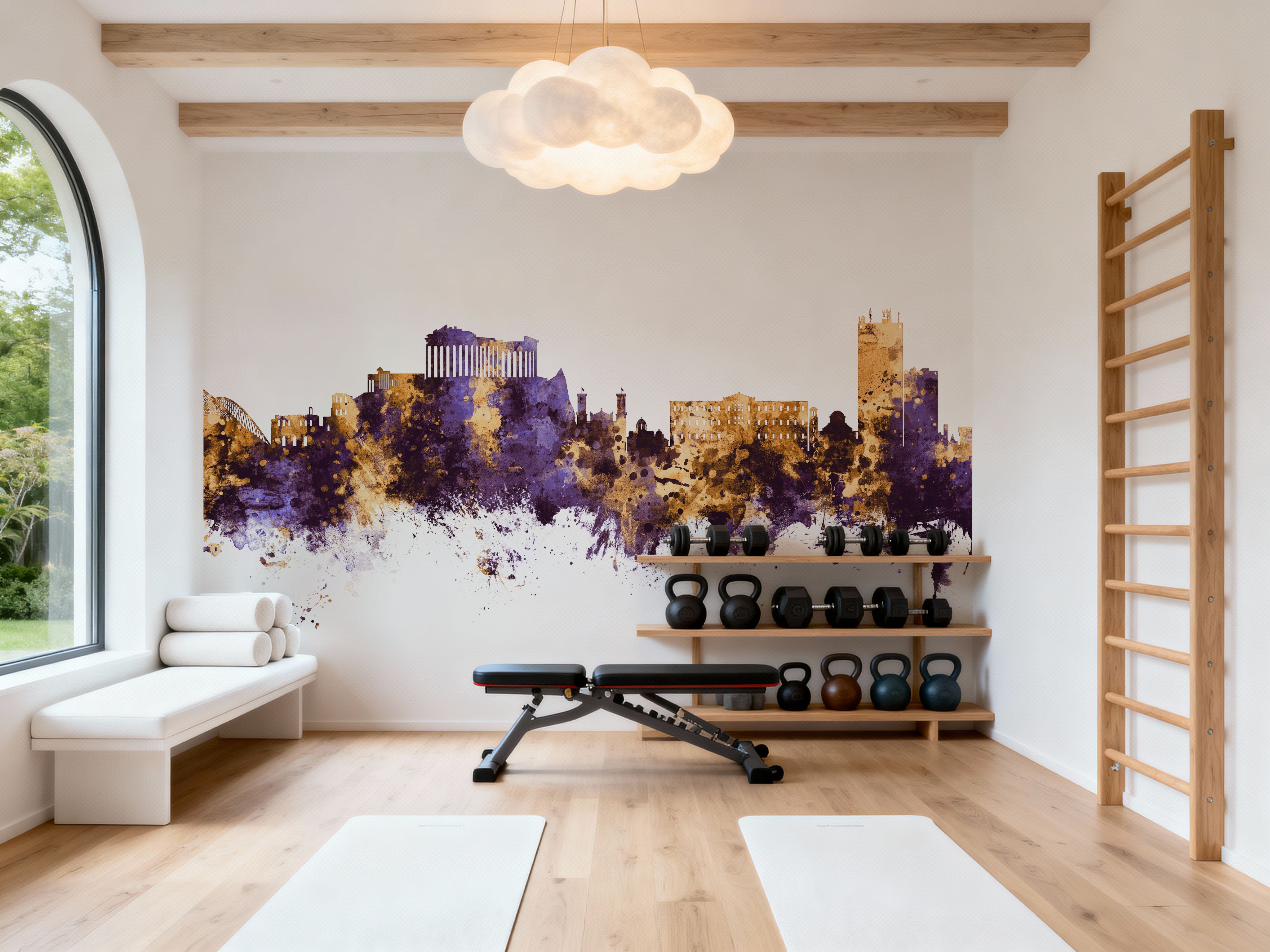 Athens Greece Skyline Purple & Gold