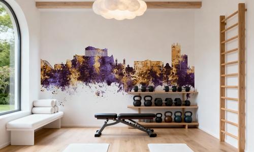 Athens Greece Skyline Purple & Gold