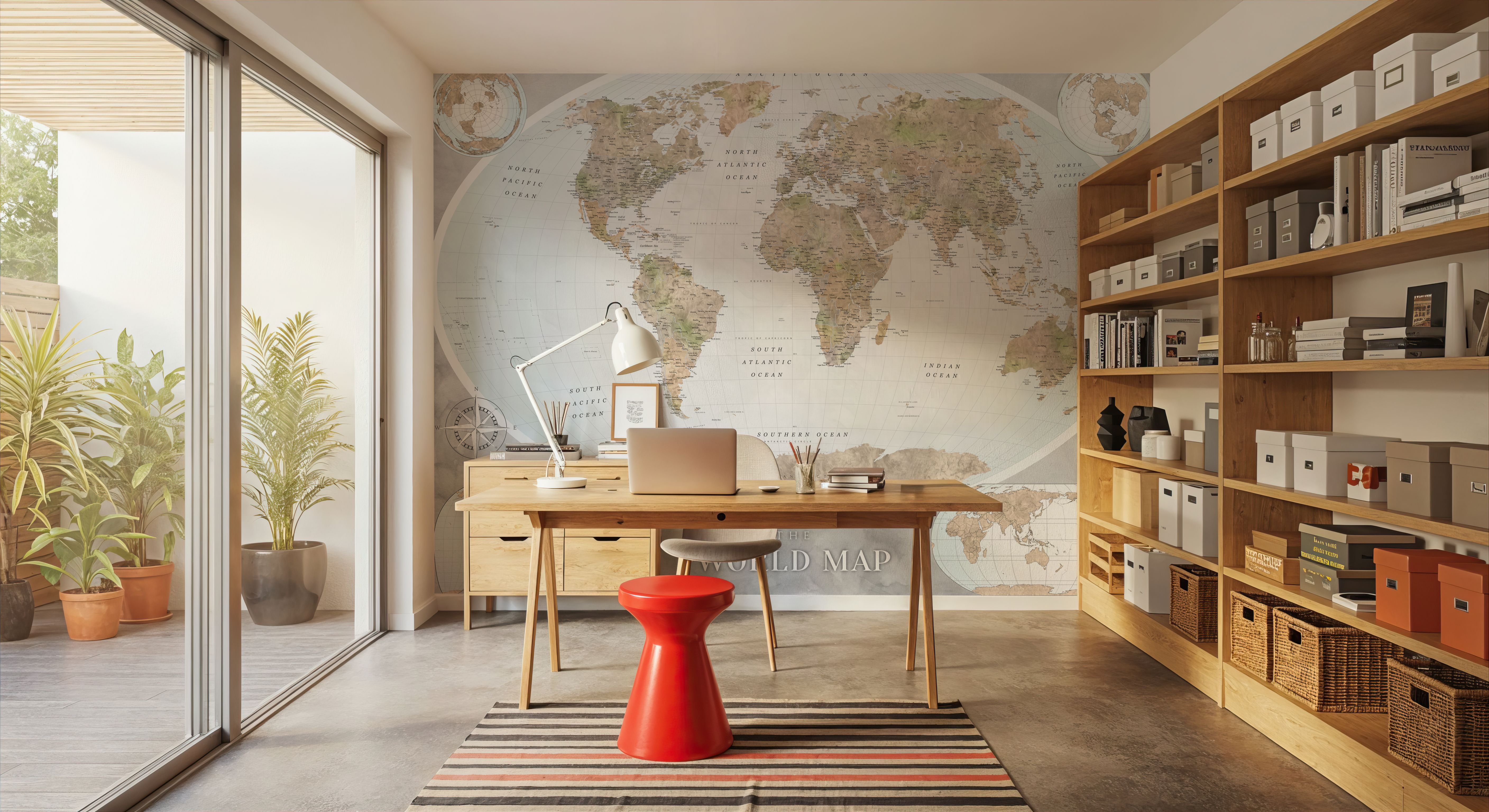 World Map Atlas Brown