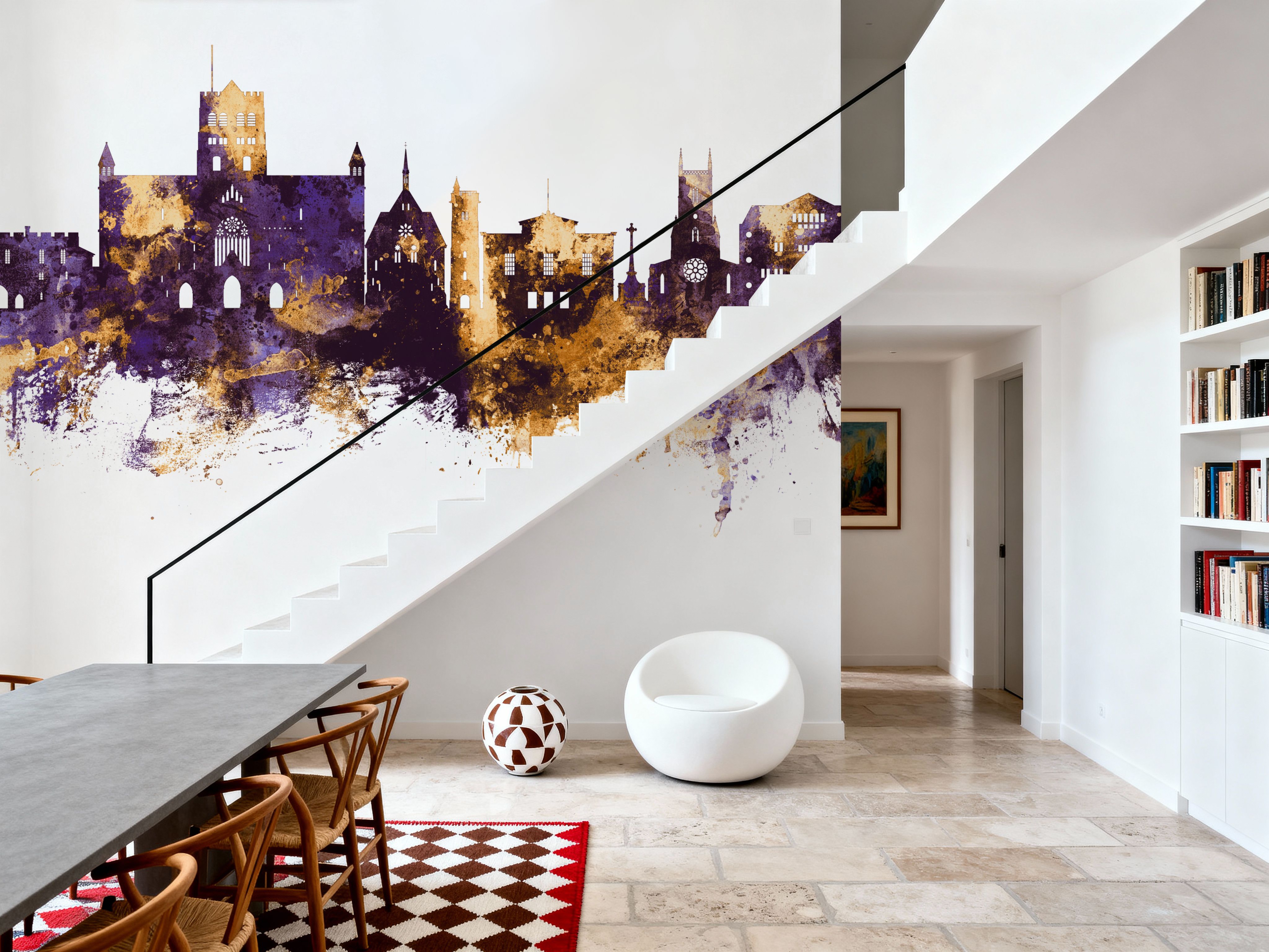 St Albans England Skyline Purple & Gold