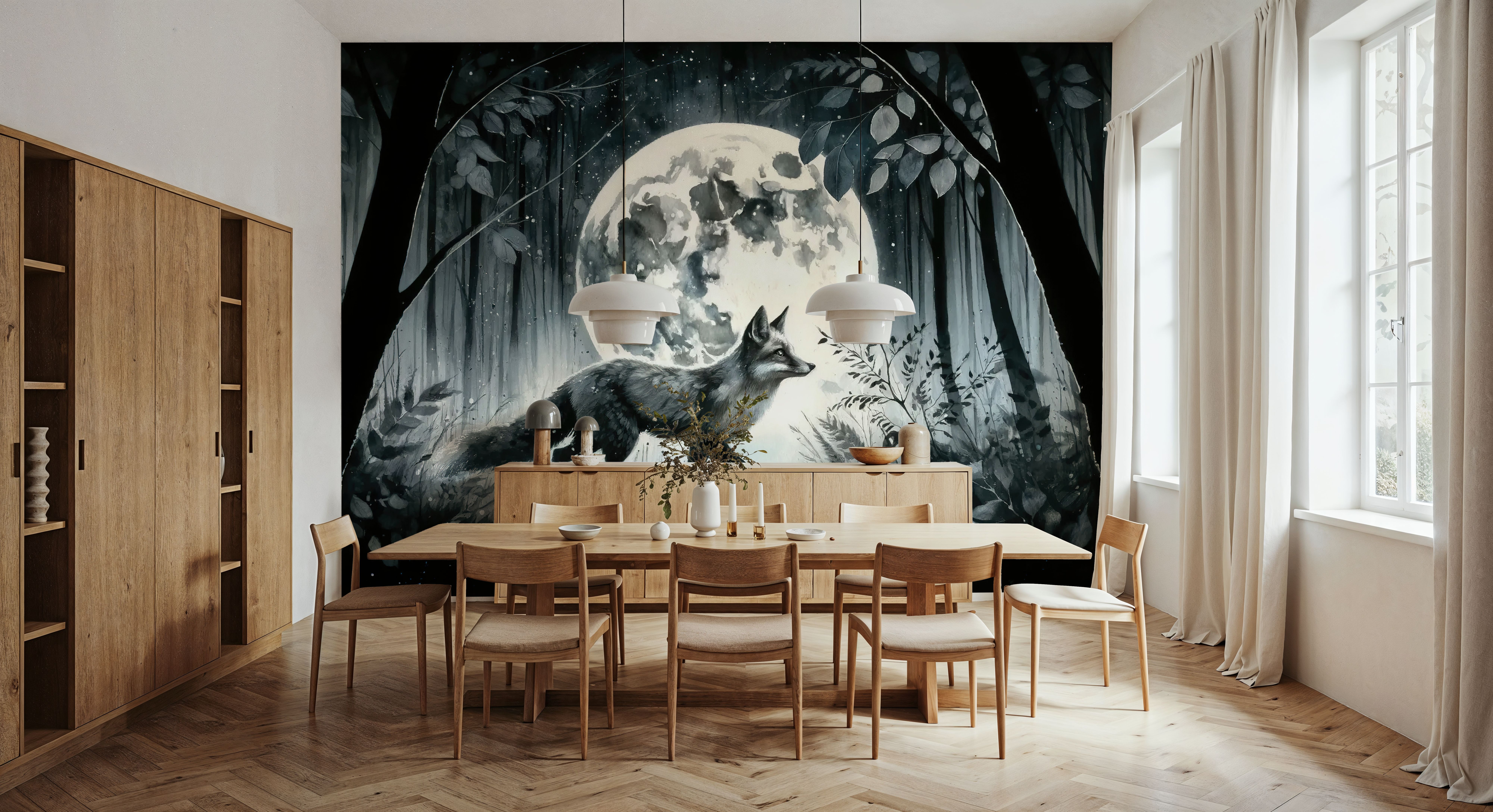 Moonlit Solitude in the Midnight Forest, Behang