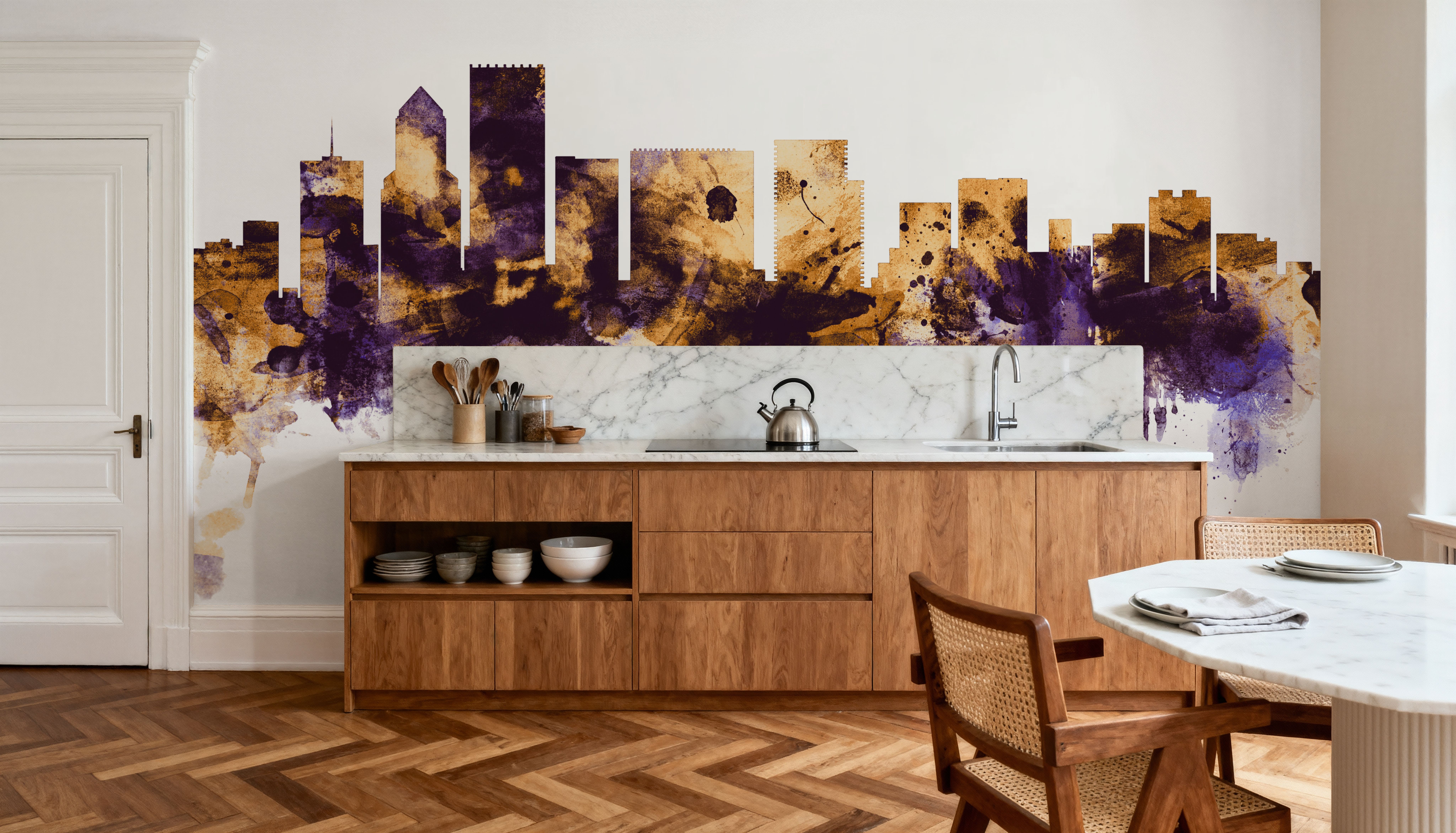 Portland Oregon Skyline Purple & Gold