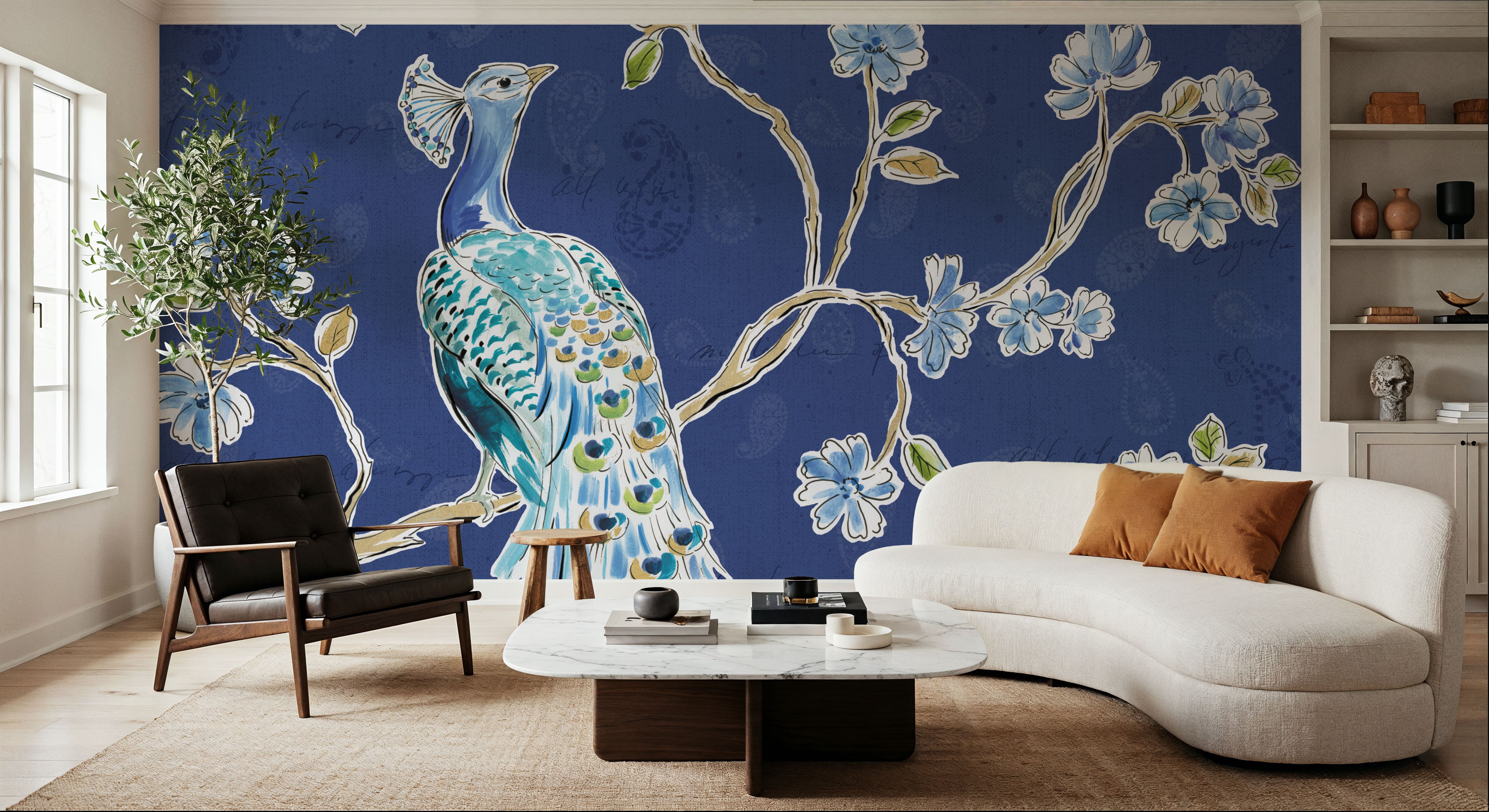 Peacock Allegory I Blue