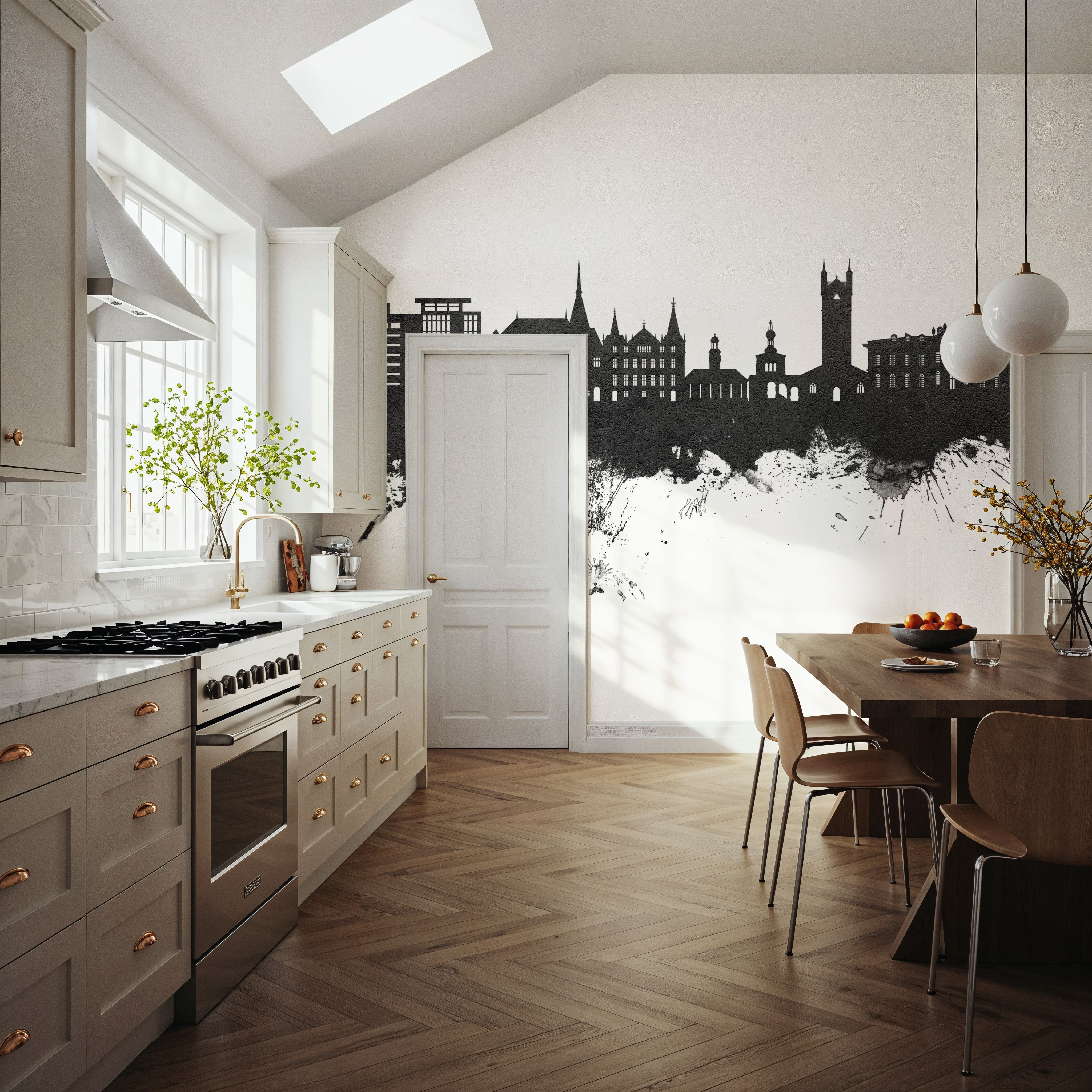 Vevey Switzerland Skyline Black & White