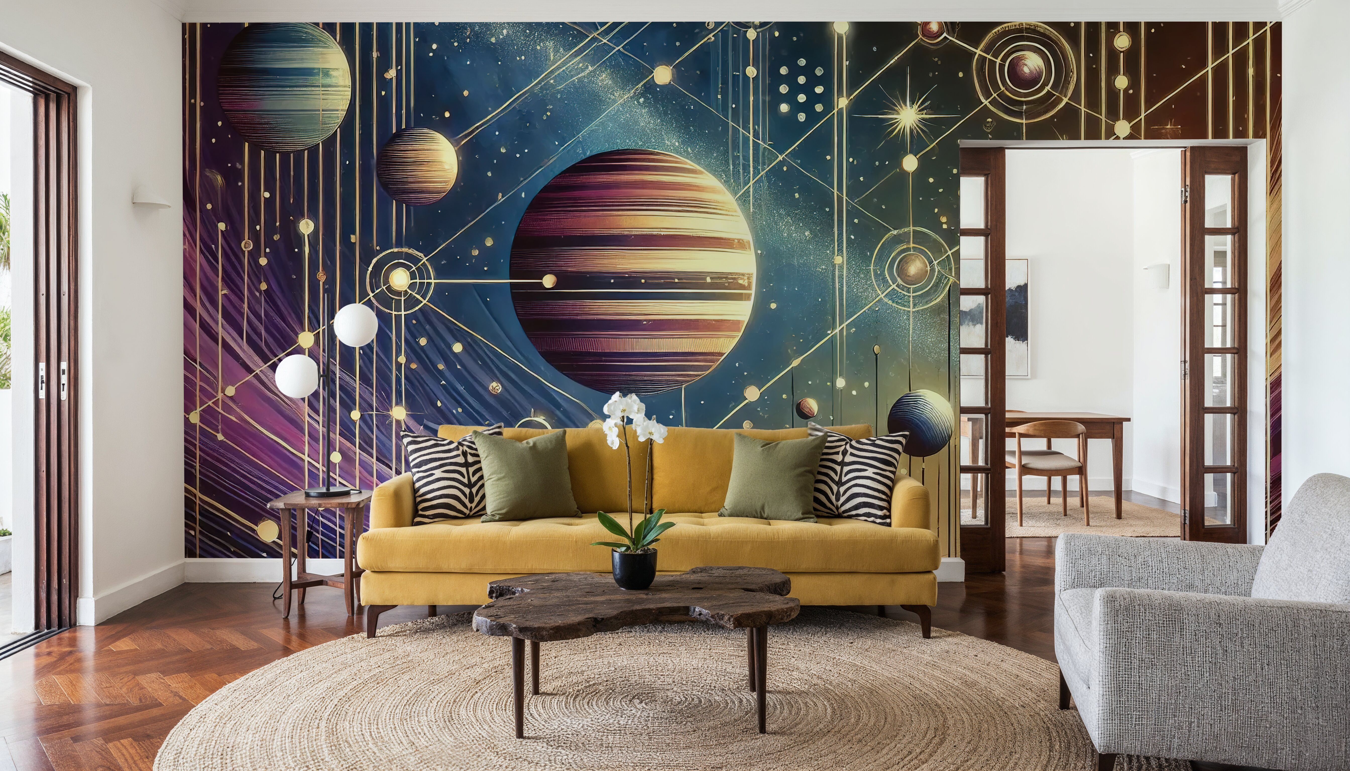 Galactic Harmony Scene in Art Deco