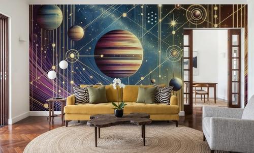 Galactic Harmony Scene in Art Deco