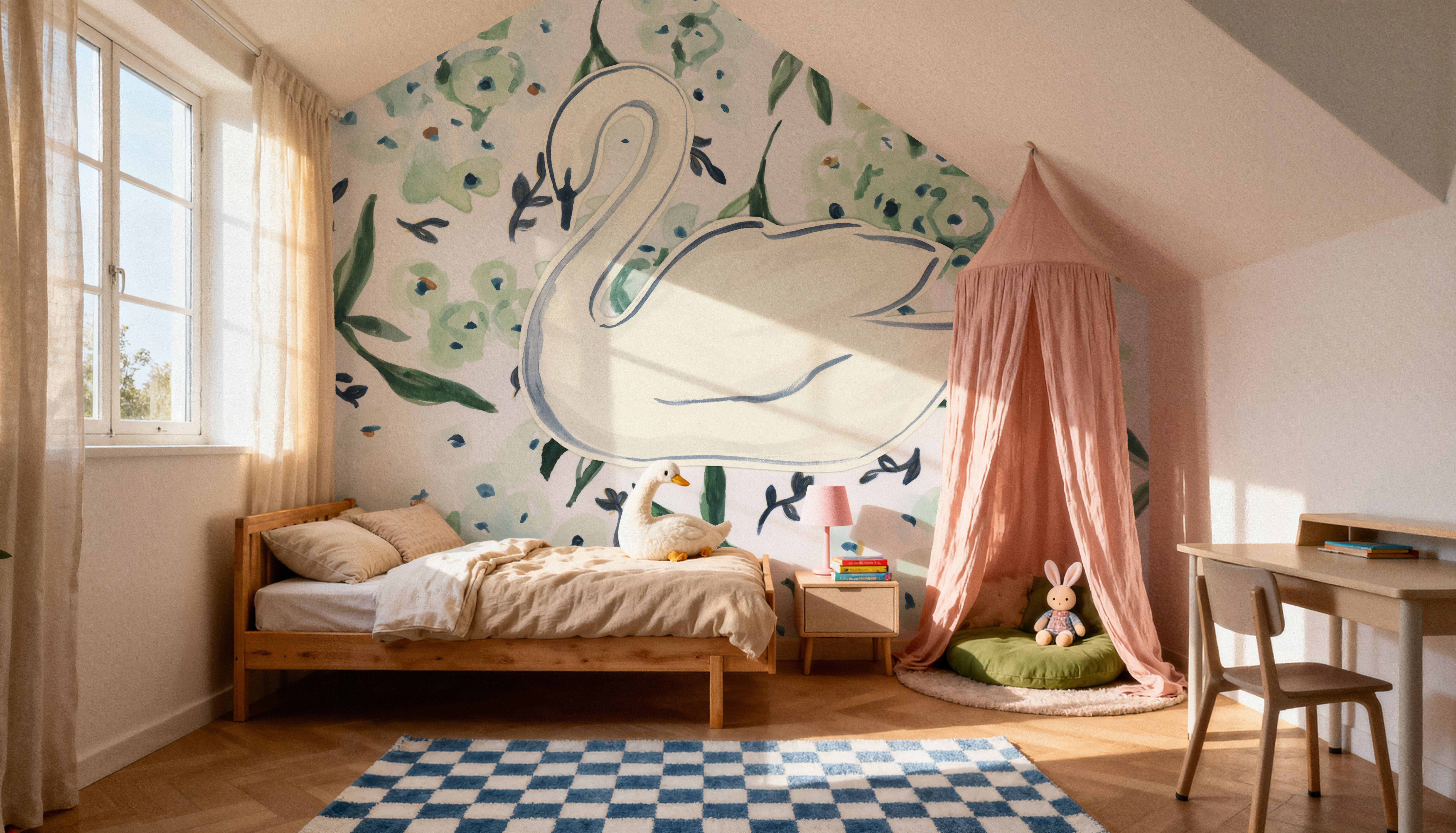 Green Hydrangea Swan, Wallpaper