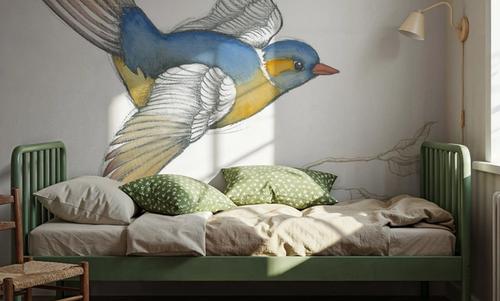 Arts and Crafts Birds III on White