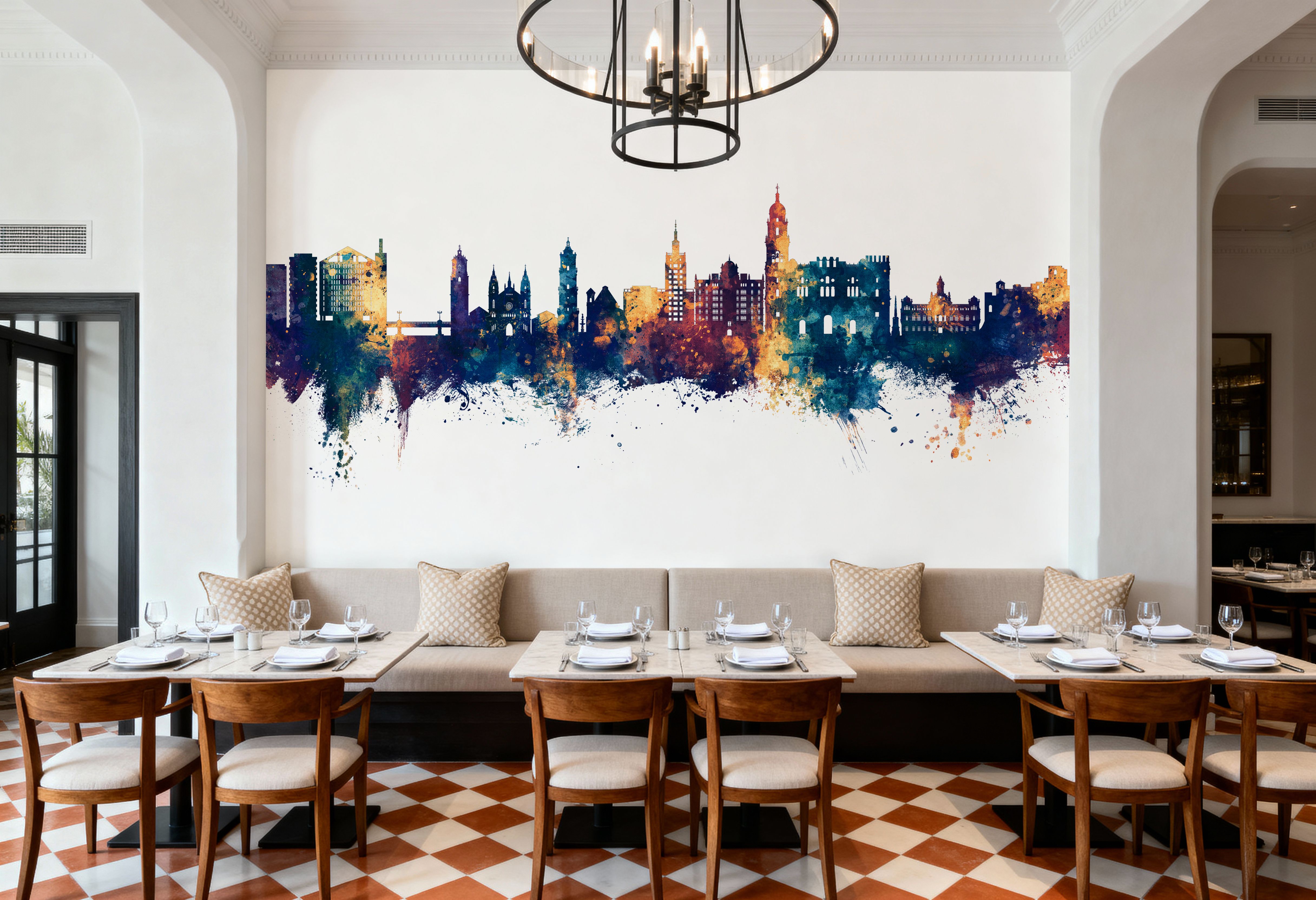 Málaga Spain Skyline Blue & Bronze, Wallpaper