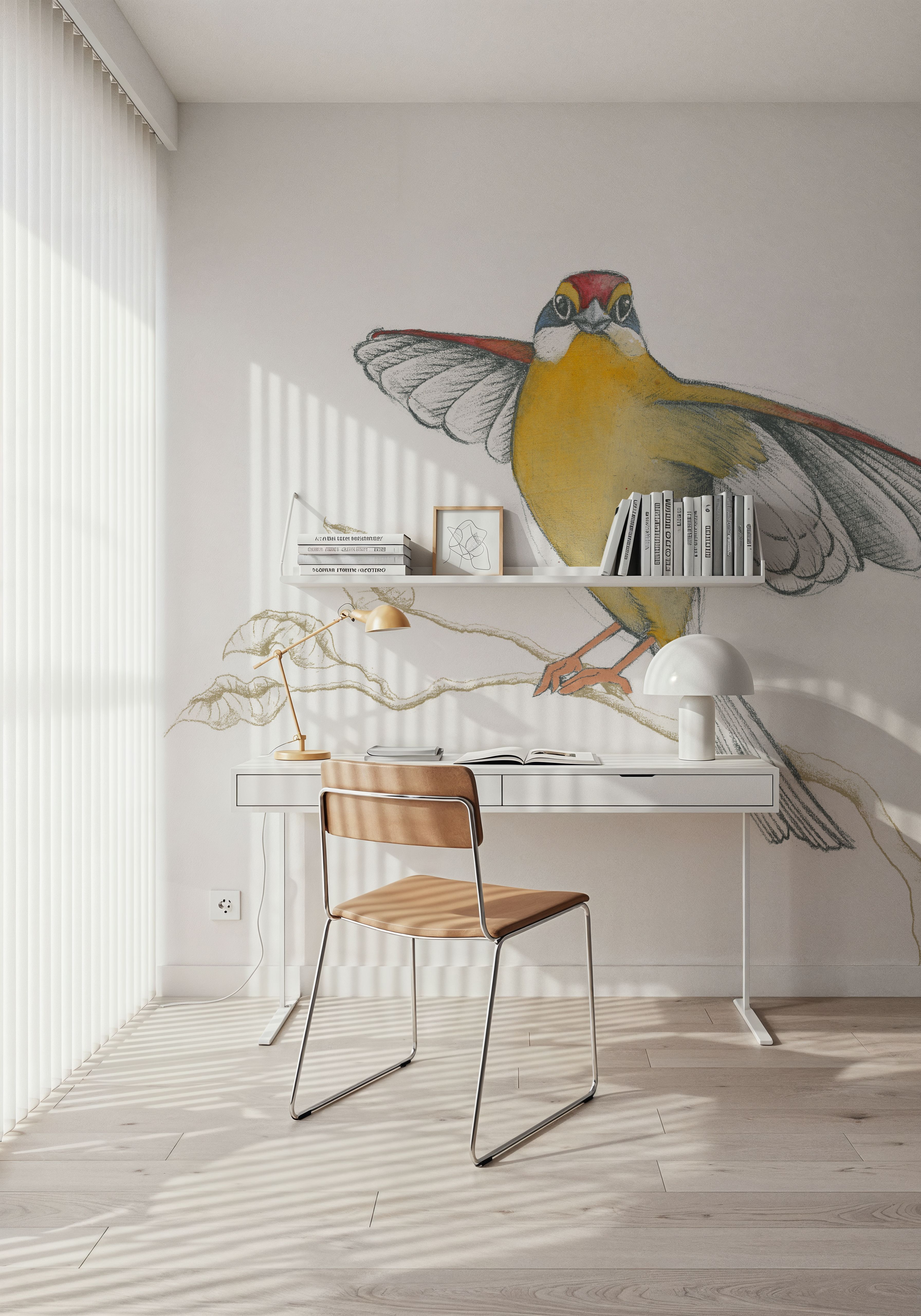 Arts and Crafts Birds IV on White