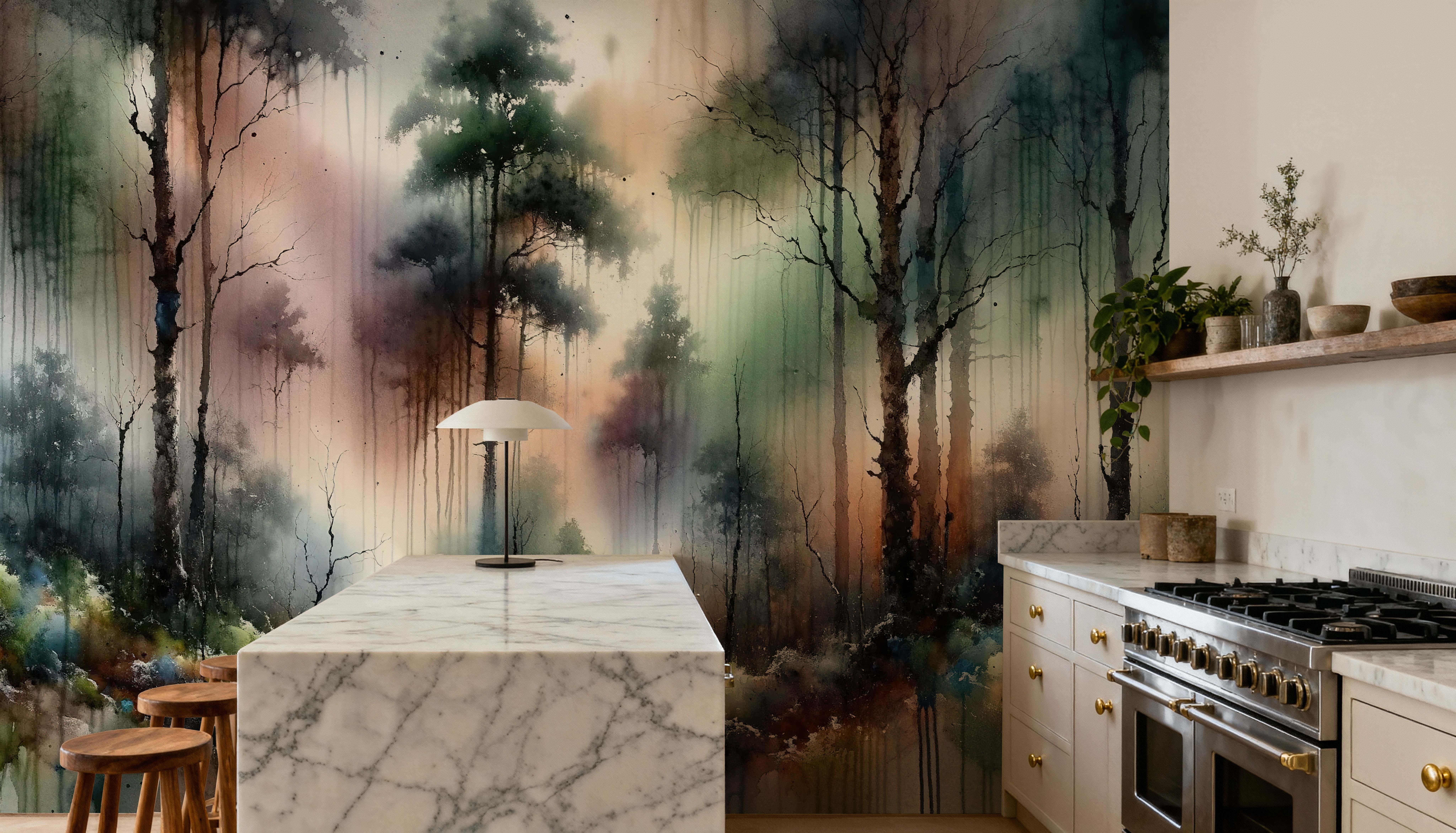 Mysterious Forest Enveloped in Thick Fog