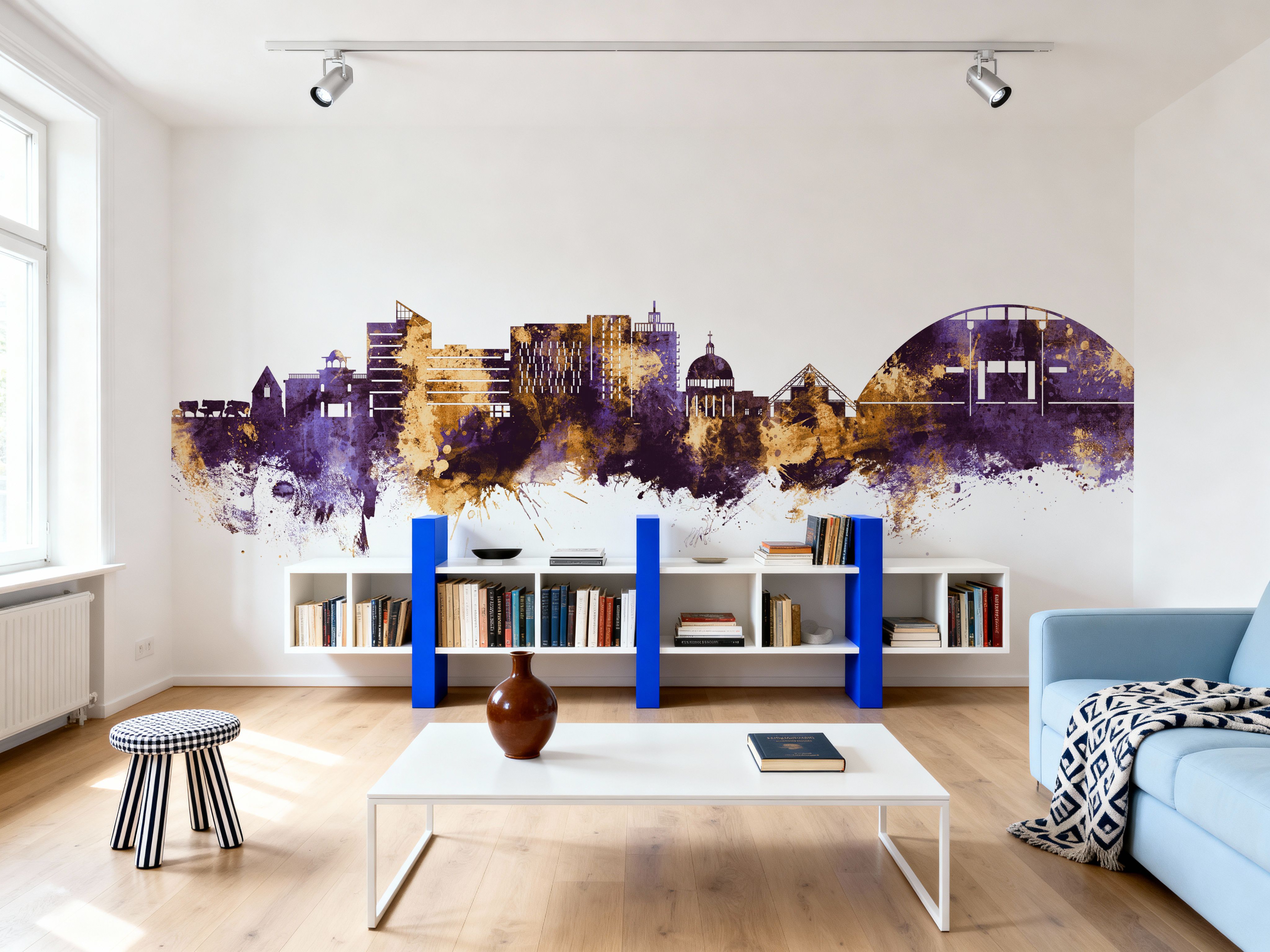 Milton Keynes England Skyline Purple & Gold