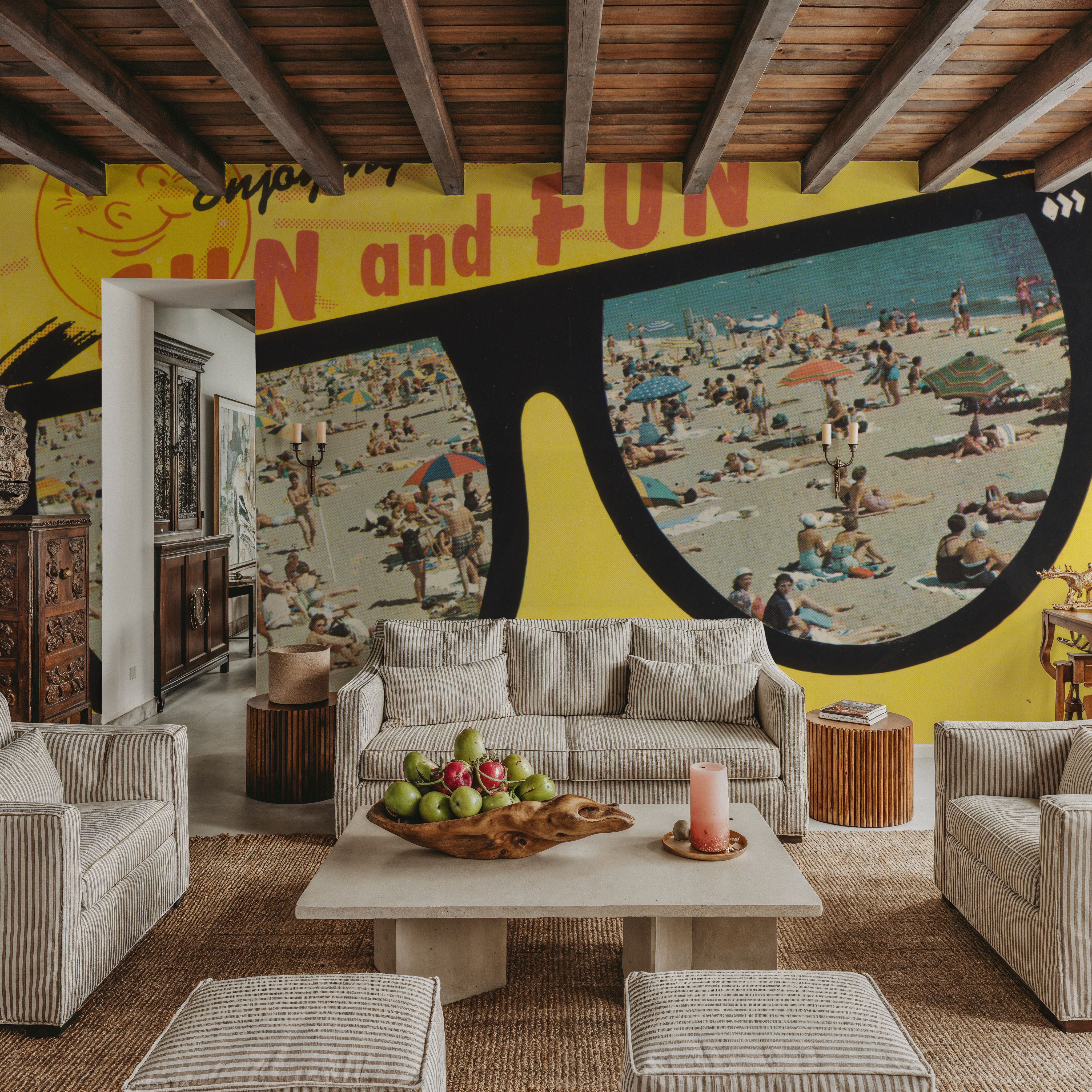 Greetings from the Sun and the Fun - Screenprint Postcard, Wallpaper