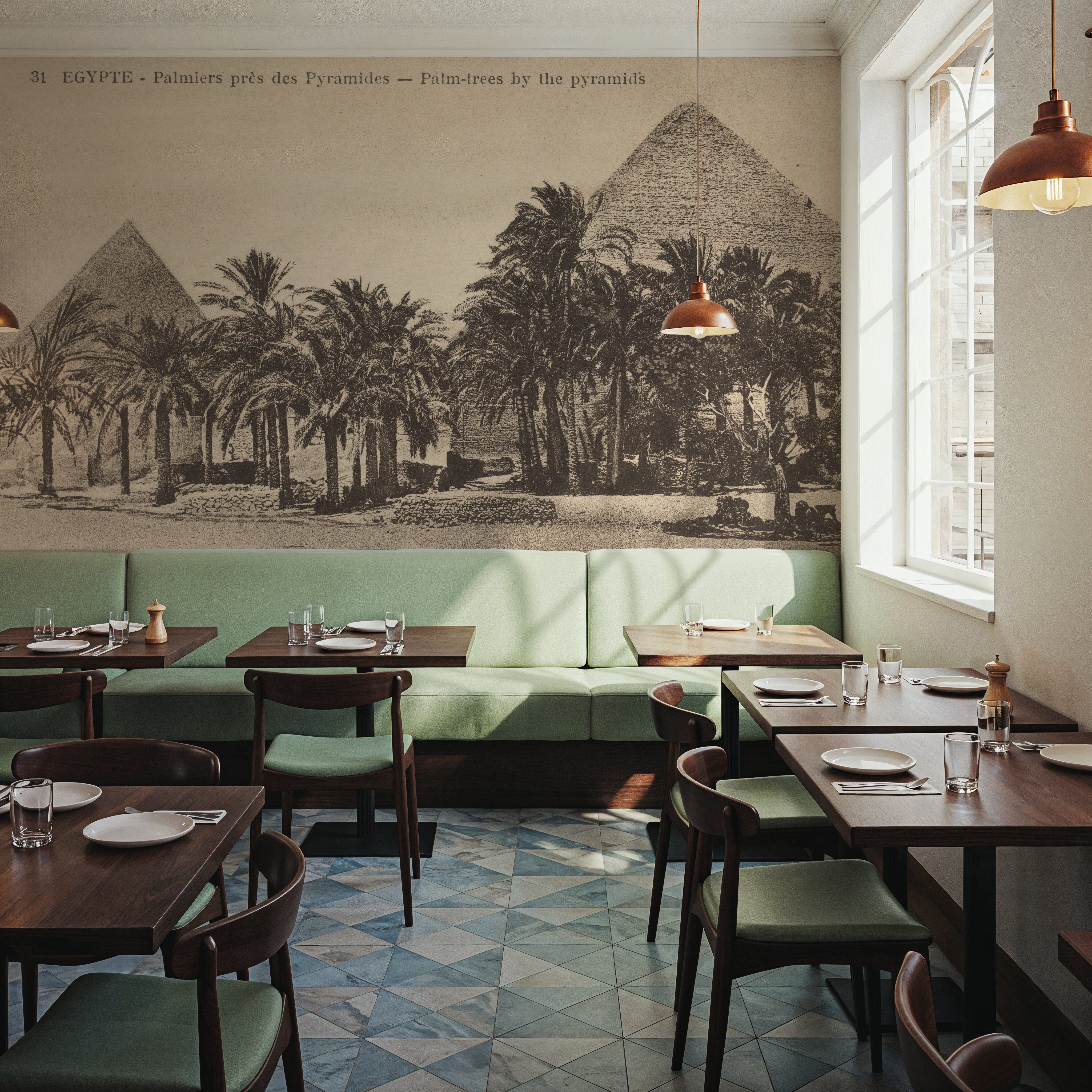 Pyramid Palmtrees Postcard - Screenprint