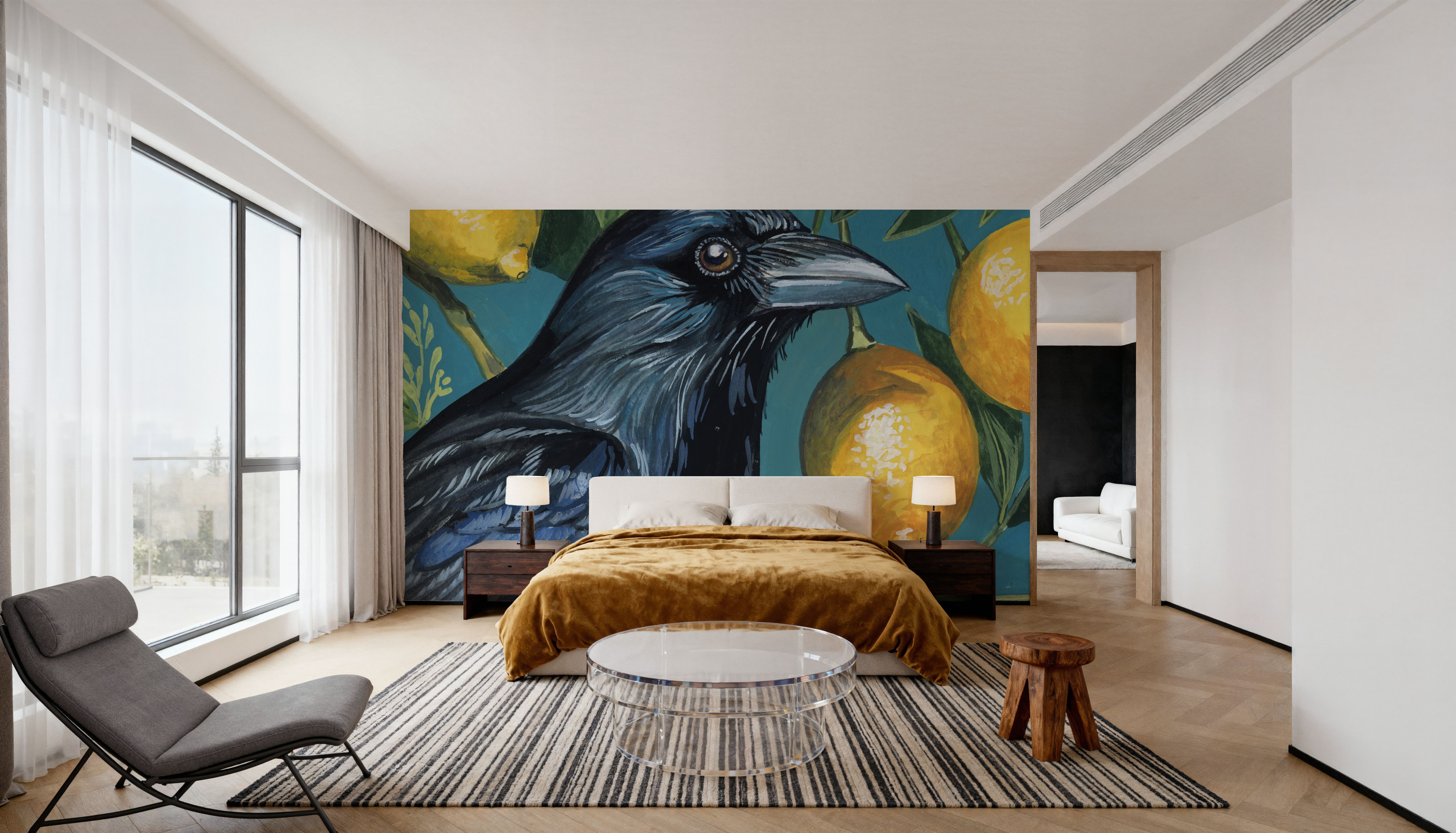 Crow With Lemon Backdrop