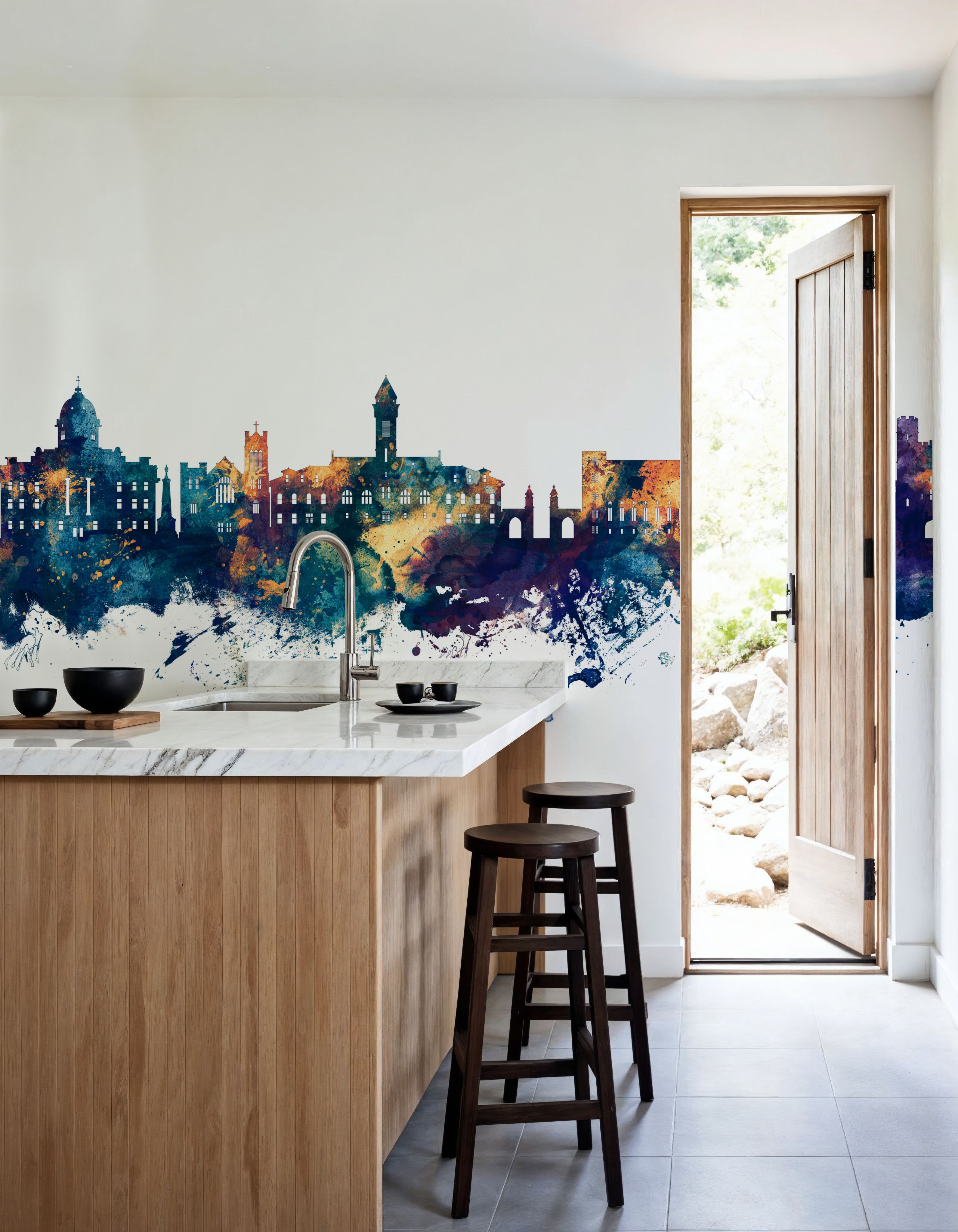 Bloomington Indiana Skyline Blue & Bronze