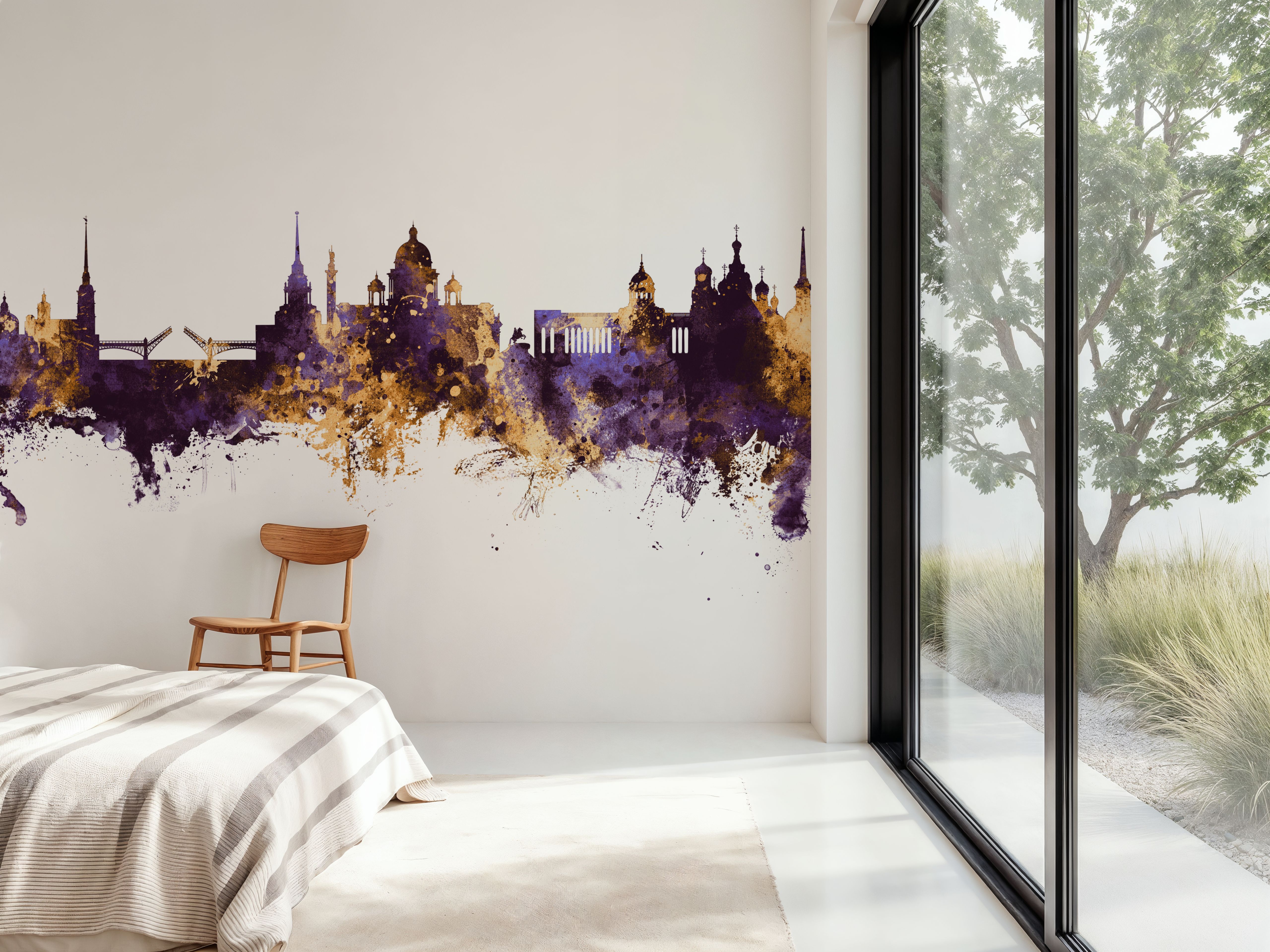 St Petersbug Russia Skyline Purple & Gold