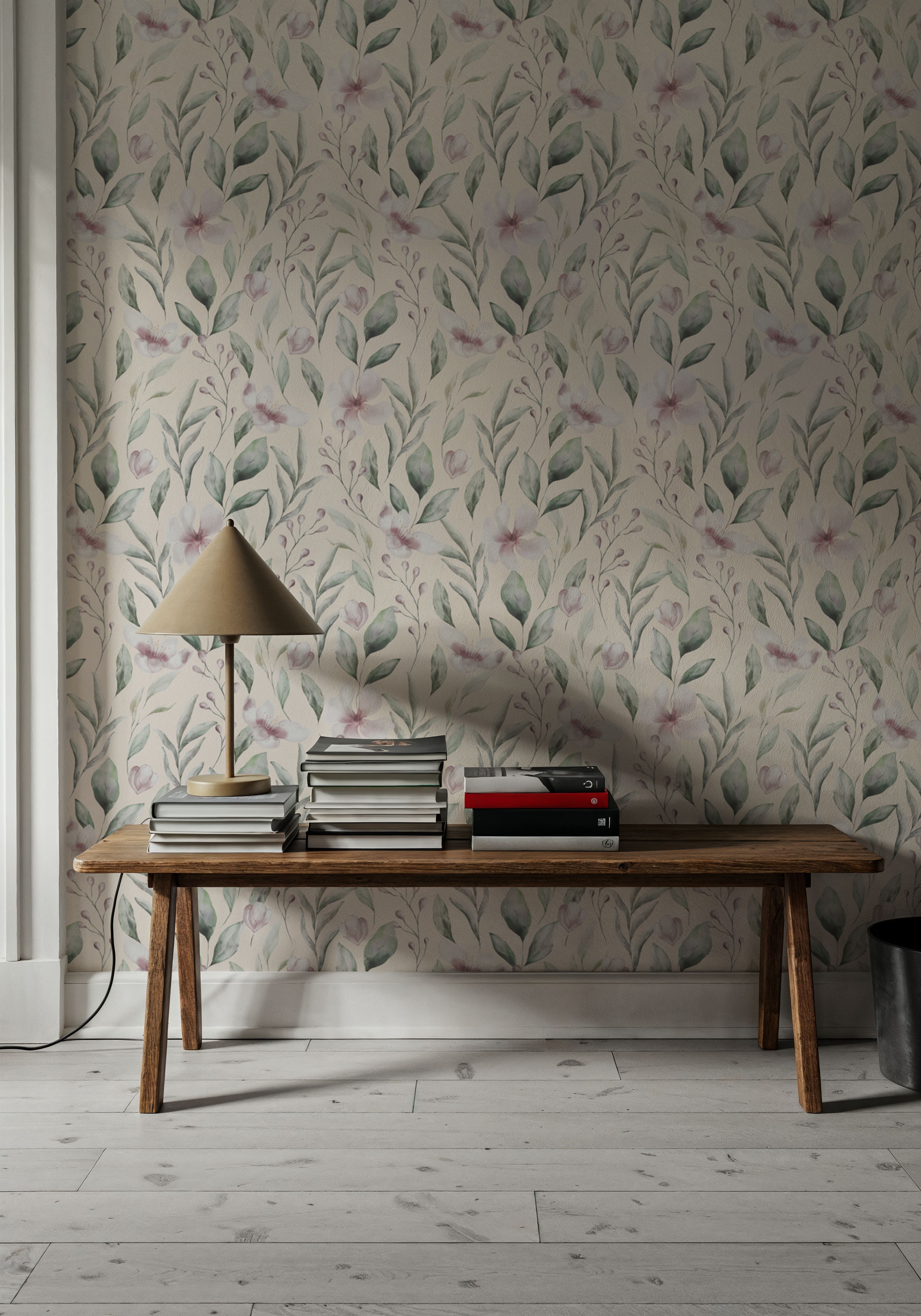 Twigs And Anemones Beige
