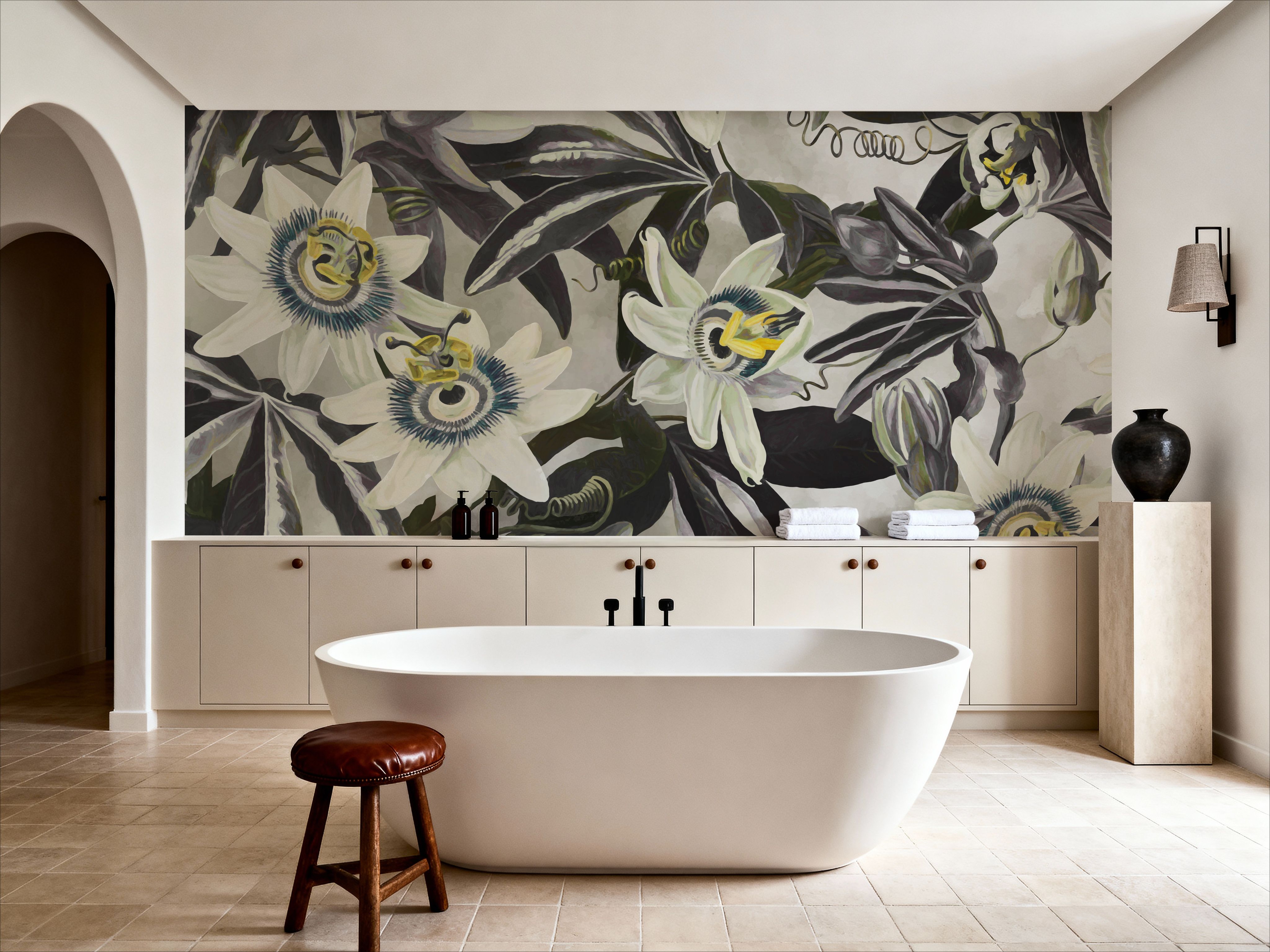 White Passiflora Yellow Green, Wallpaper