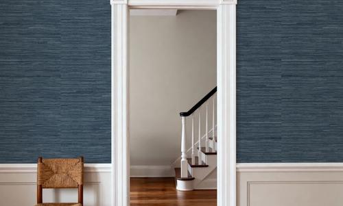 Faux Grasscloth with Visible Seams, Indigo