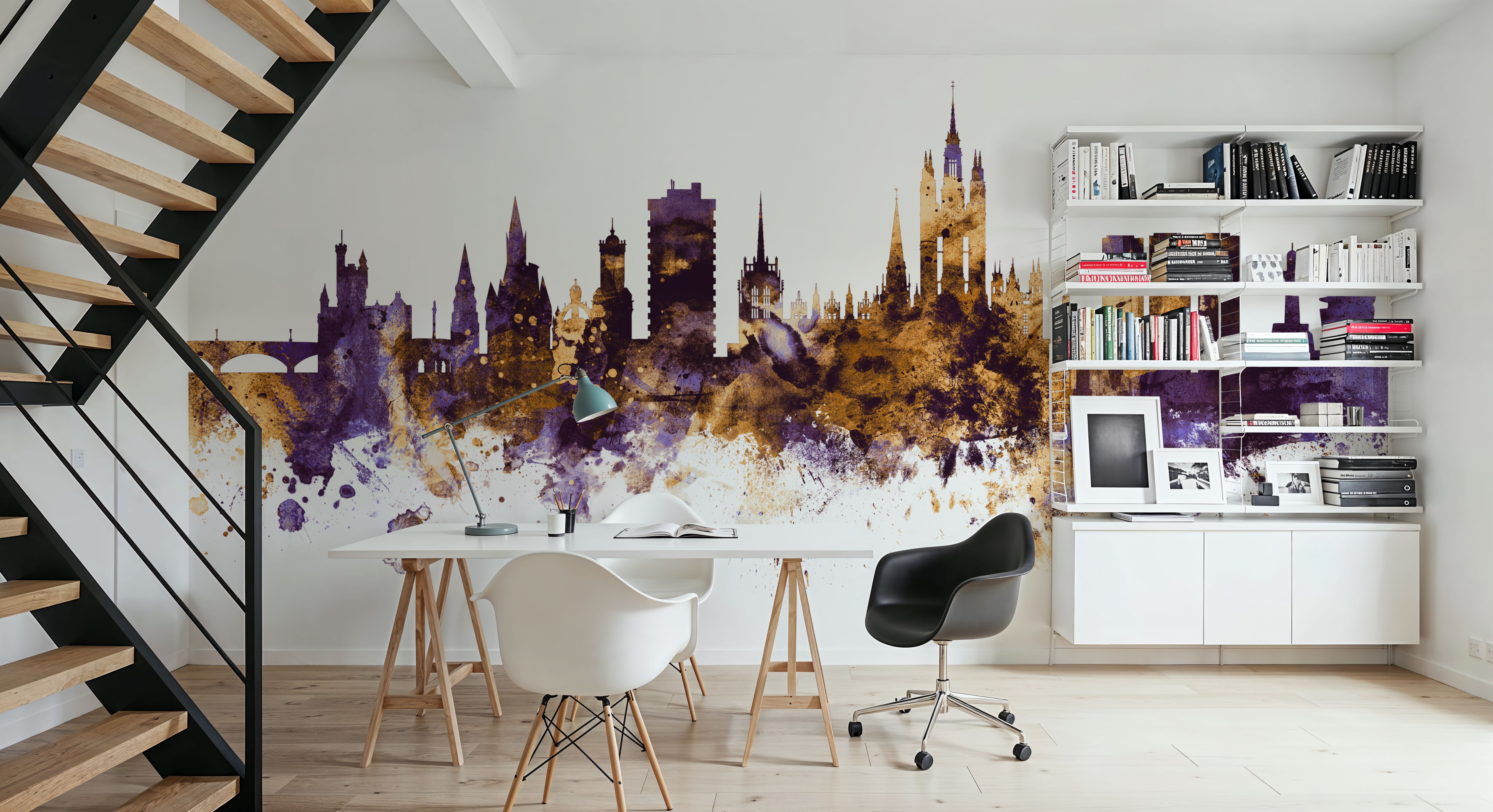 Aberdeen Scotland Skyline Purple & Gold