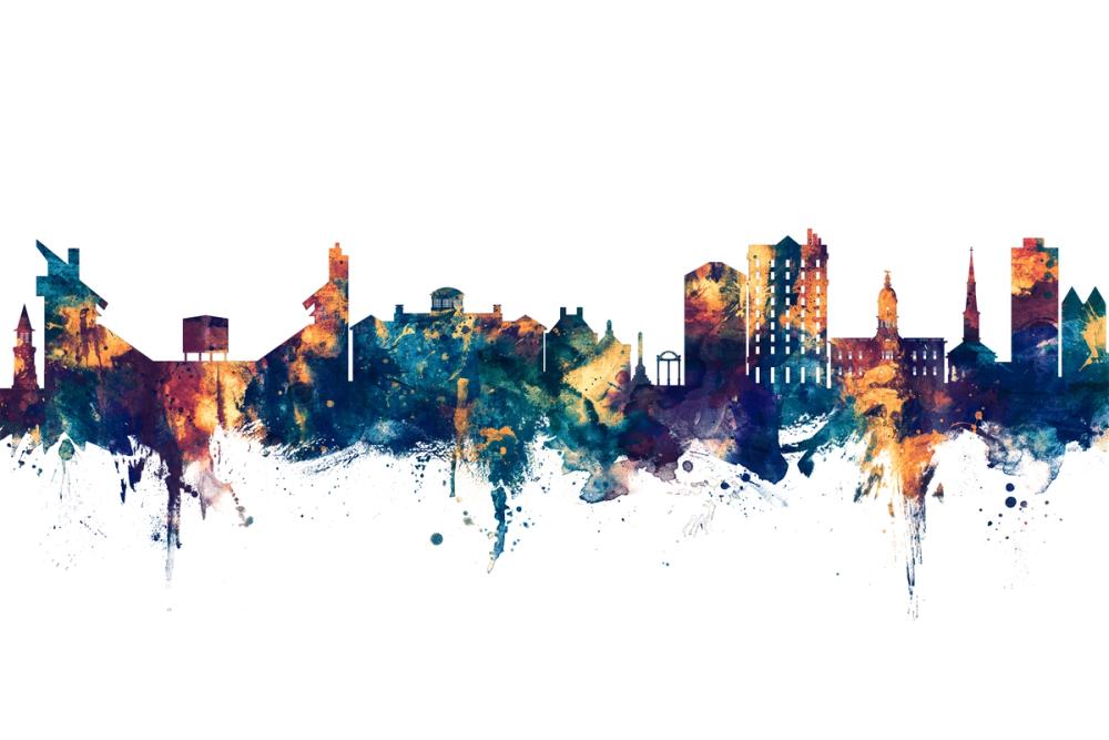 Athens Georgia Skyline Blue & Bronze