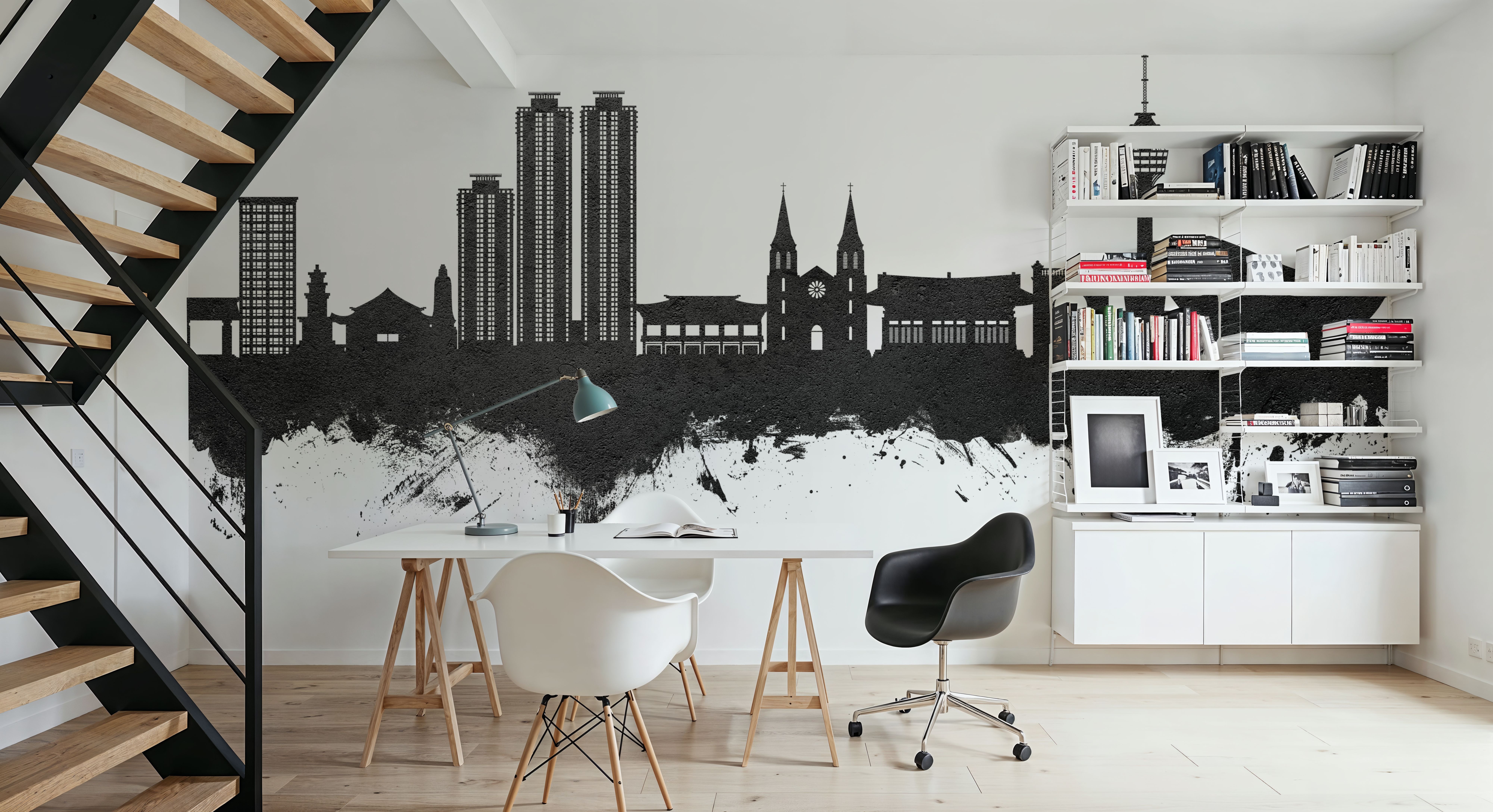 Daegu South Korea Skyline Black & White