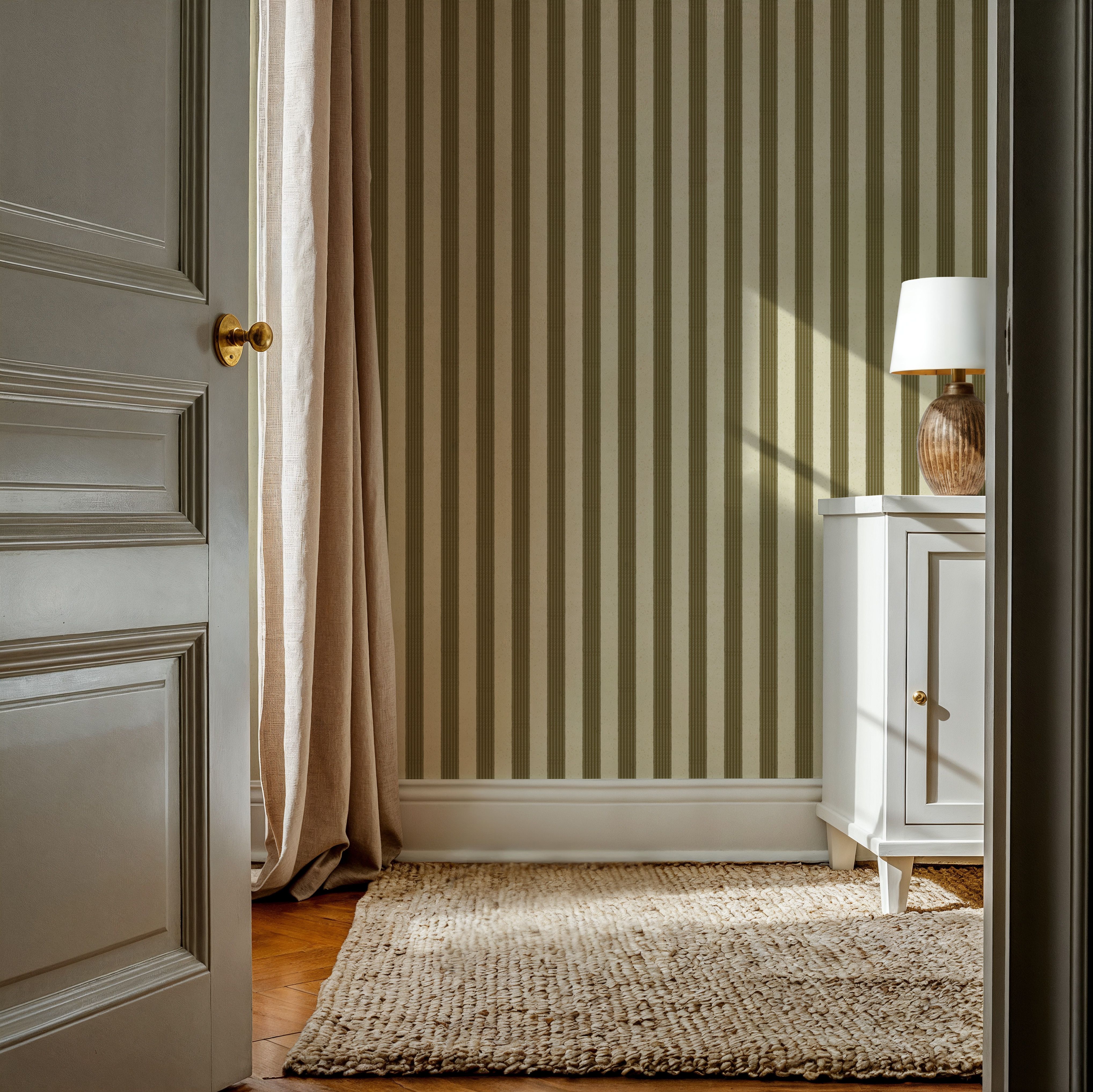 Ticking Awning Stripes, Khaki