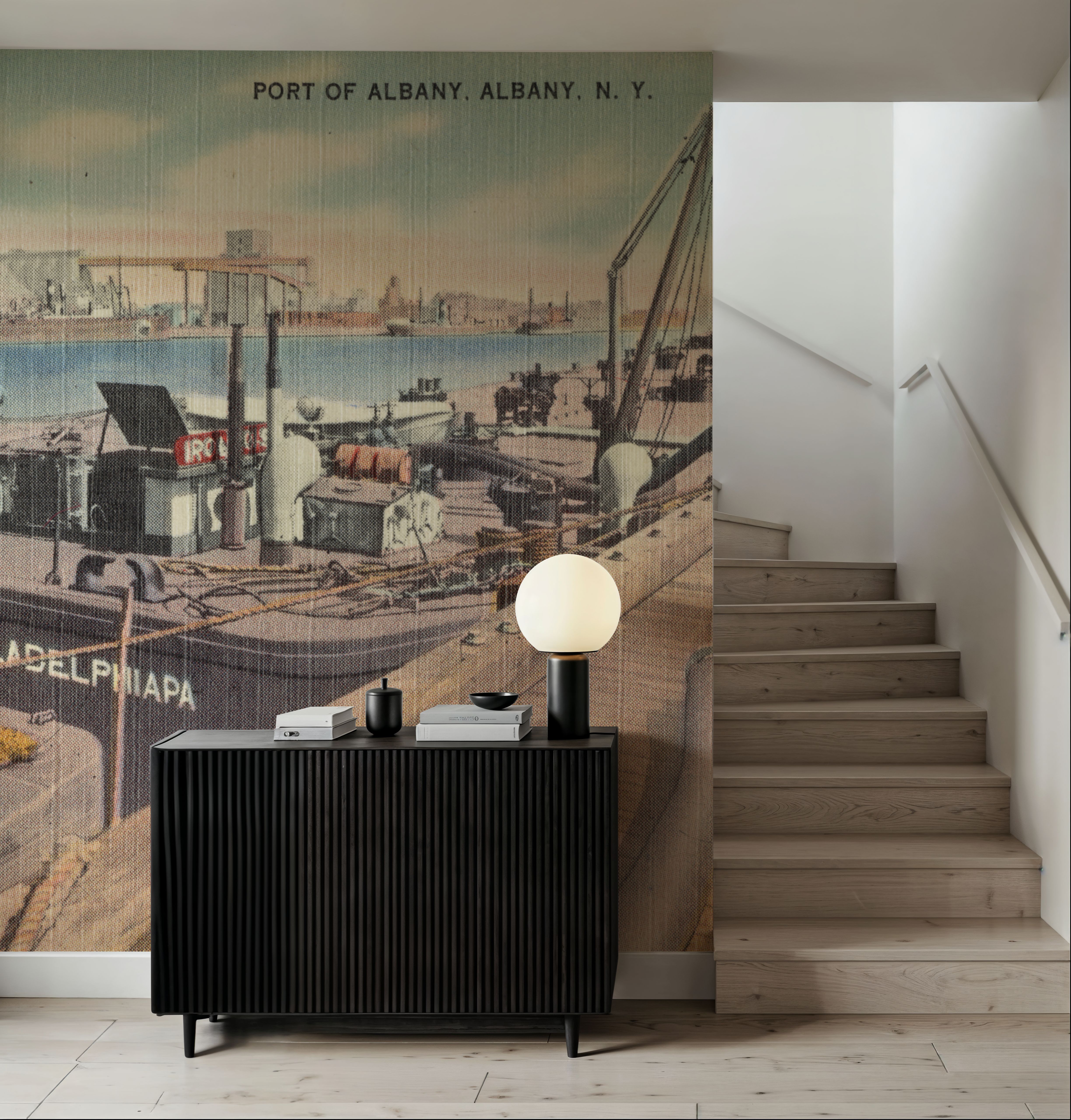 Greetings from Port of Albany - Screenprint Postcard
