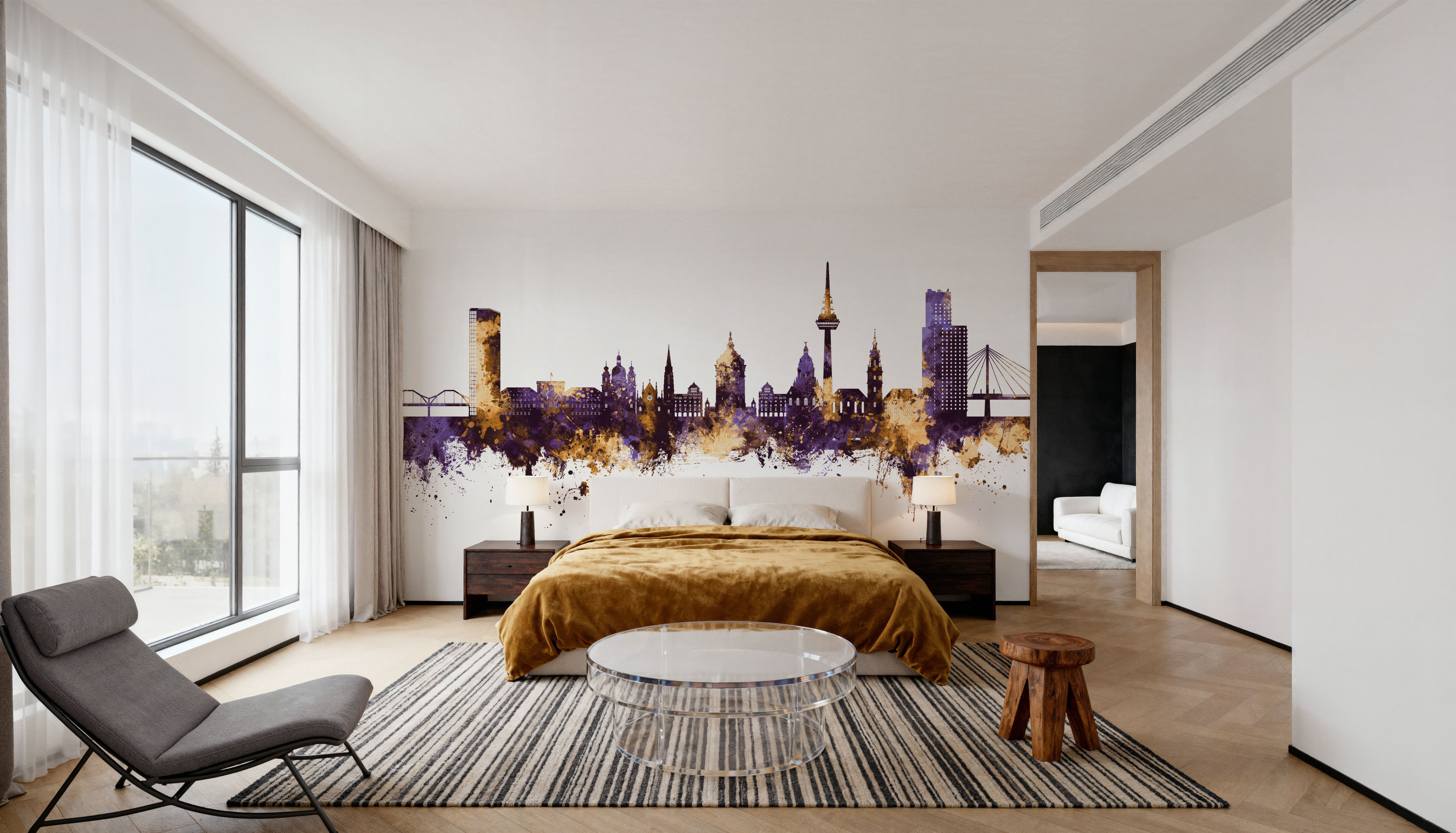 Mannheim Germany Skyline Purple & Gold