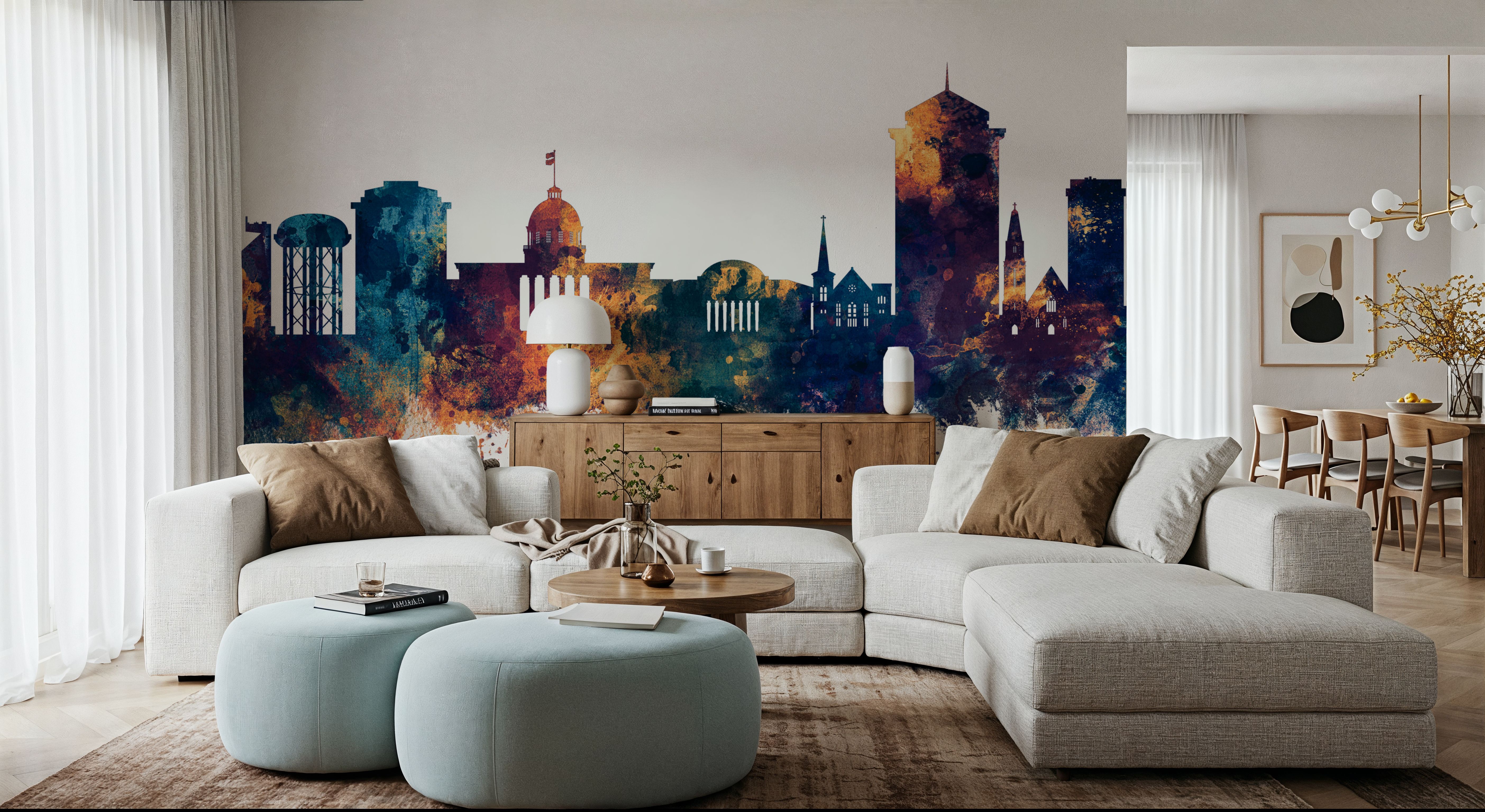 Montgomery Alabama Skyline Blue & Bronze