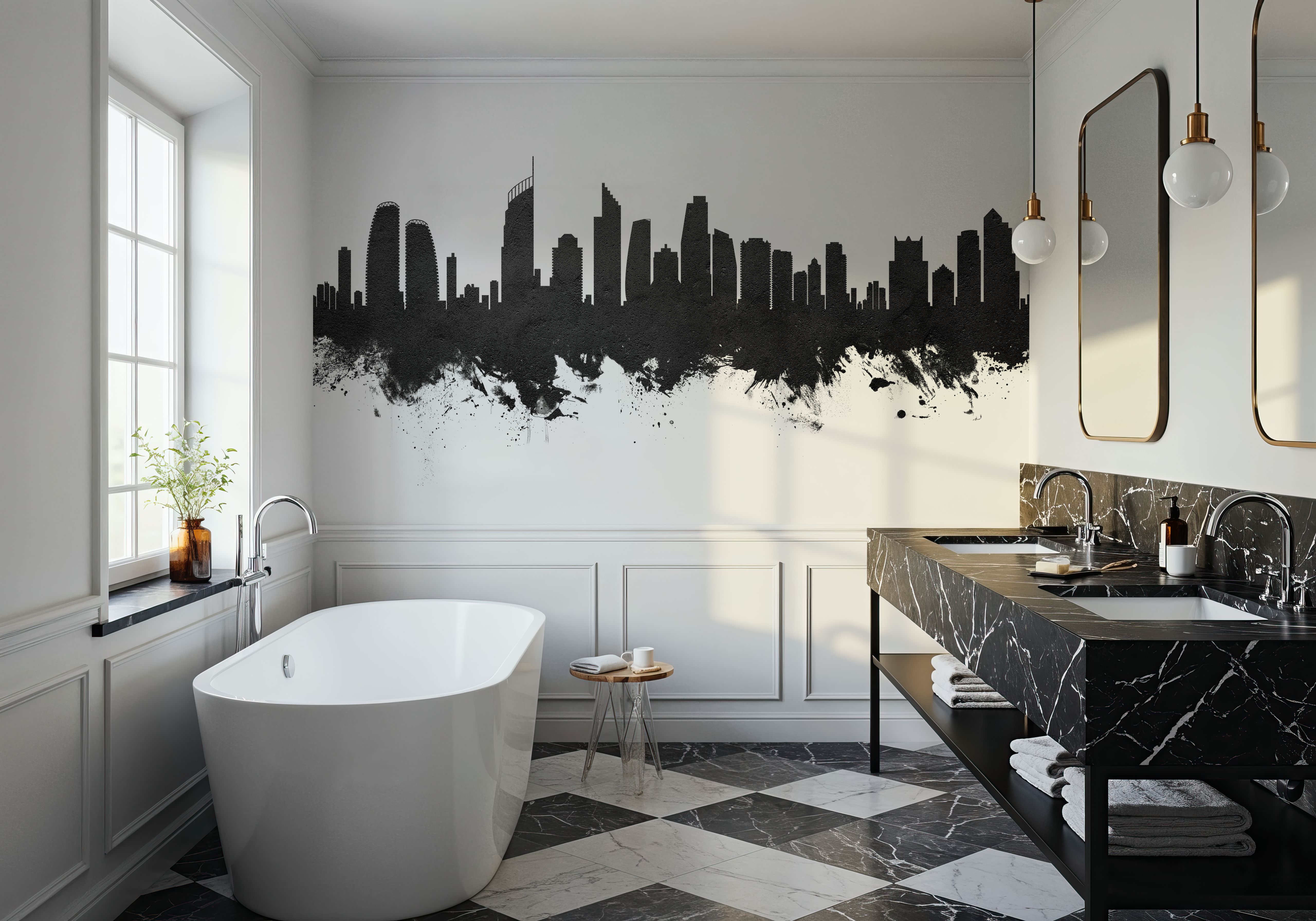 Gold Coast Australia Skyline Black & White