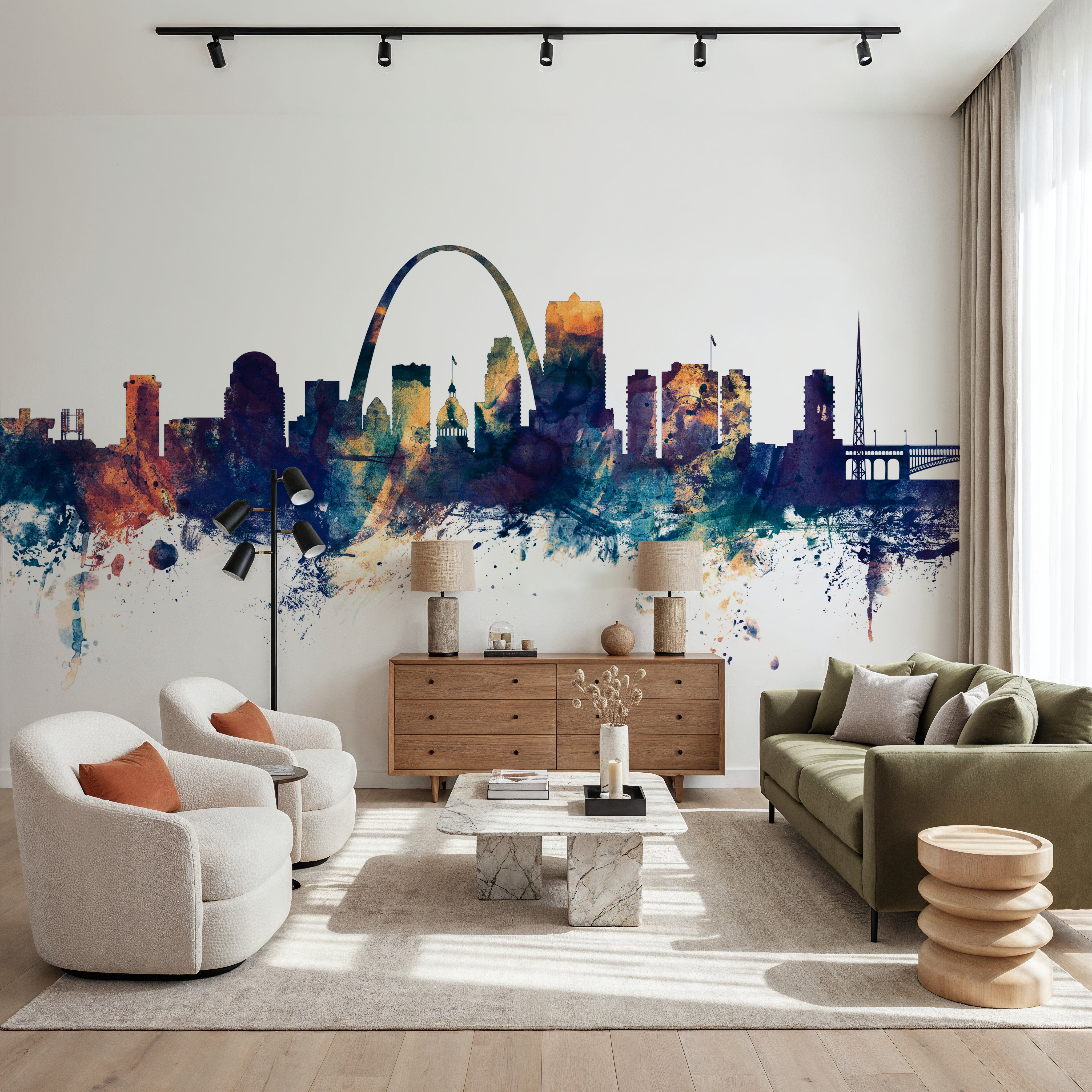 St Louis Missouri Skyline Blue & Bronze