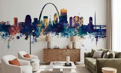 St Louis Missouri Skyline Blue & Bronze