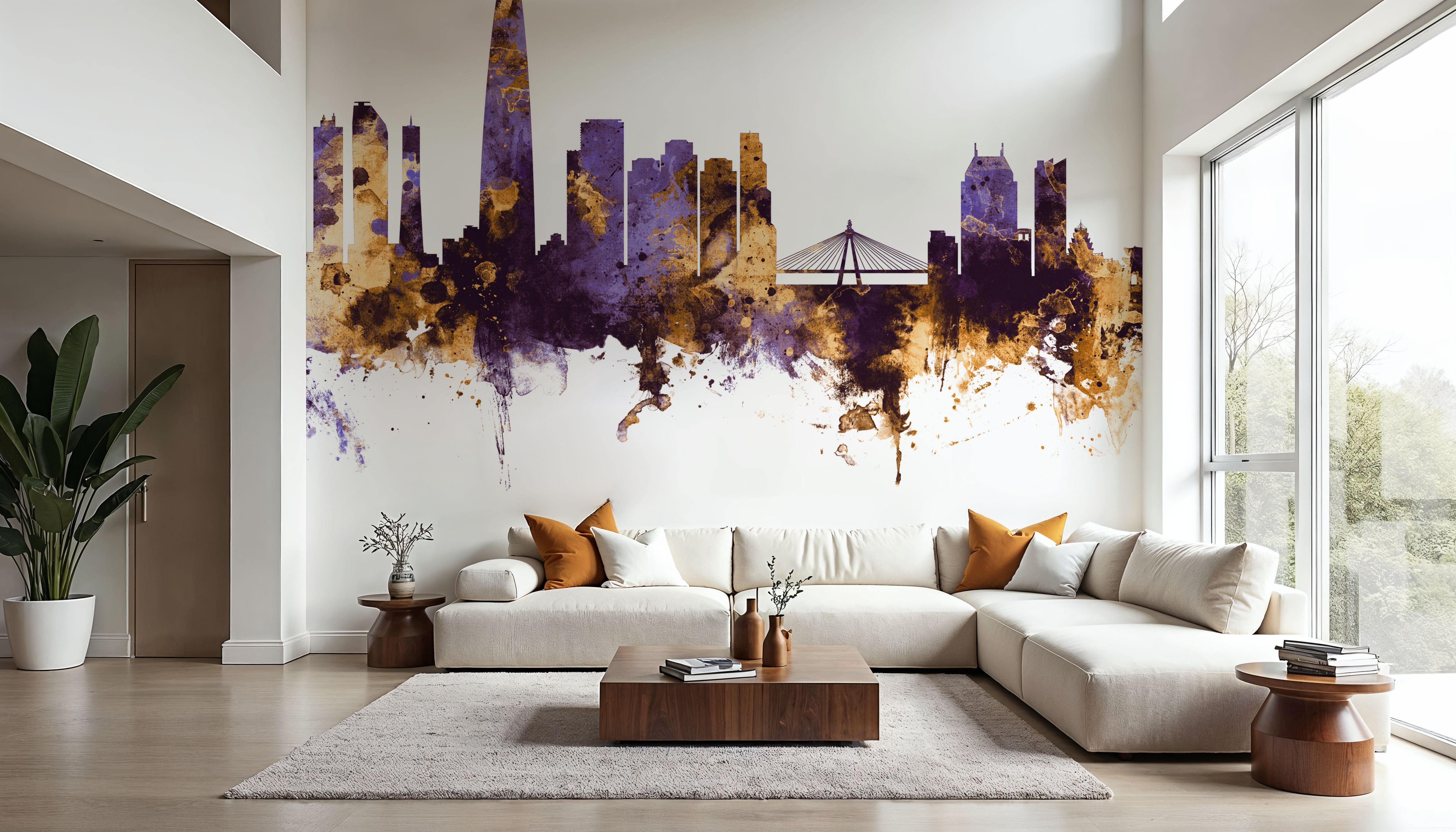 Seoul Skyline Purple & Gold