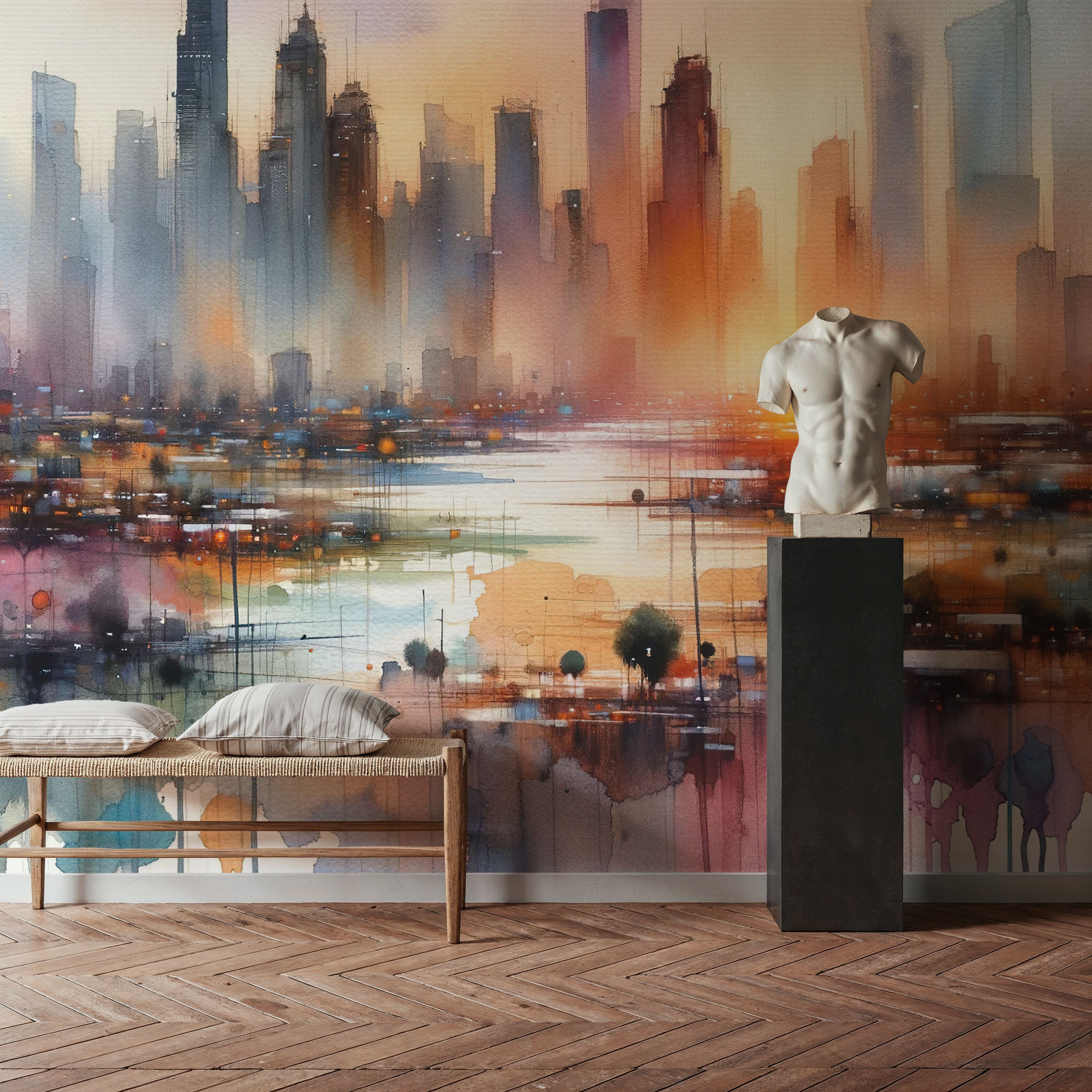 Vibrant Cityscape at Sunset