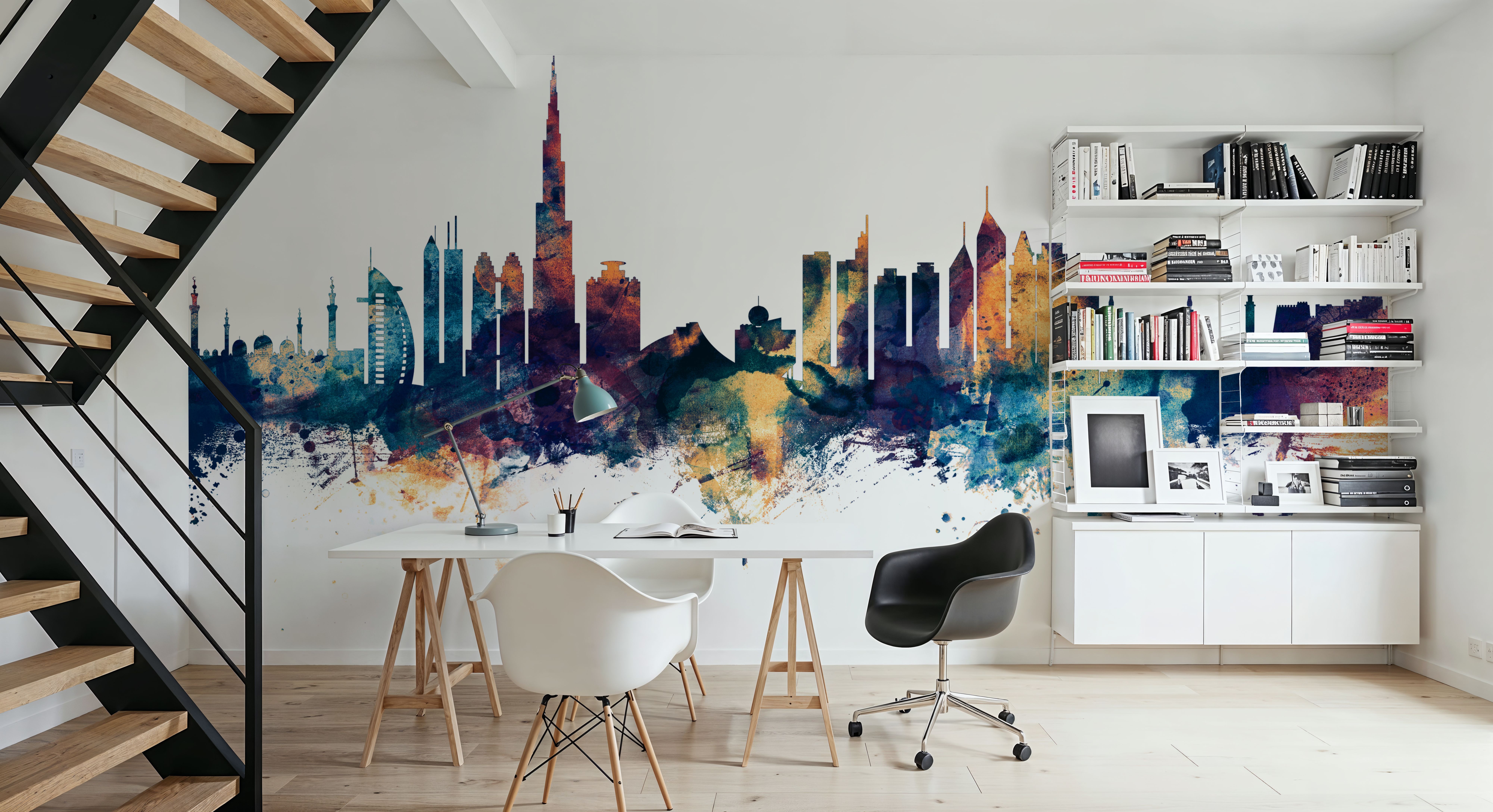 Dubai Skyline Blue & Bronze