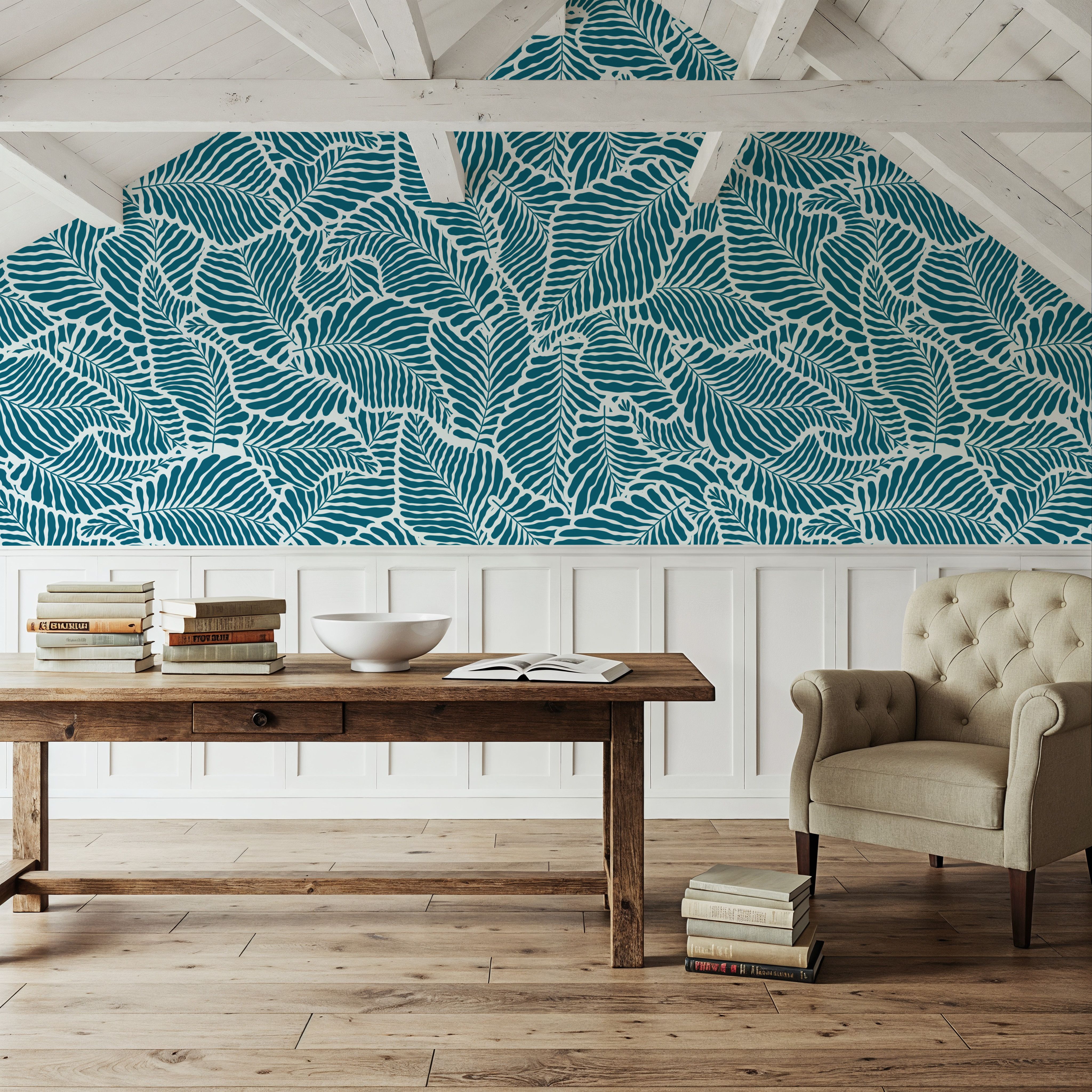 Fern Cut-Outs Pattern, Teal