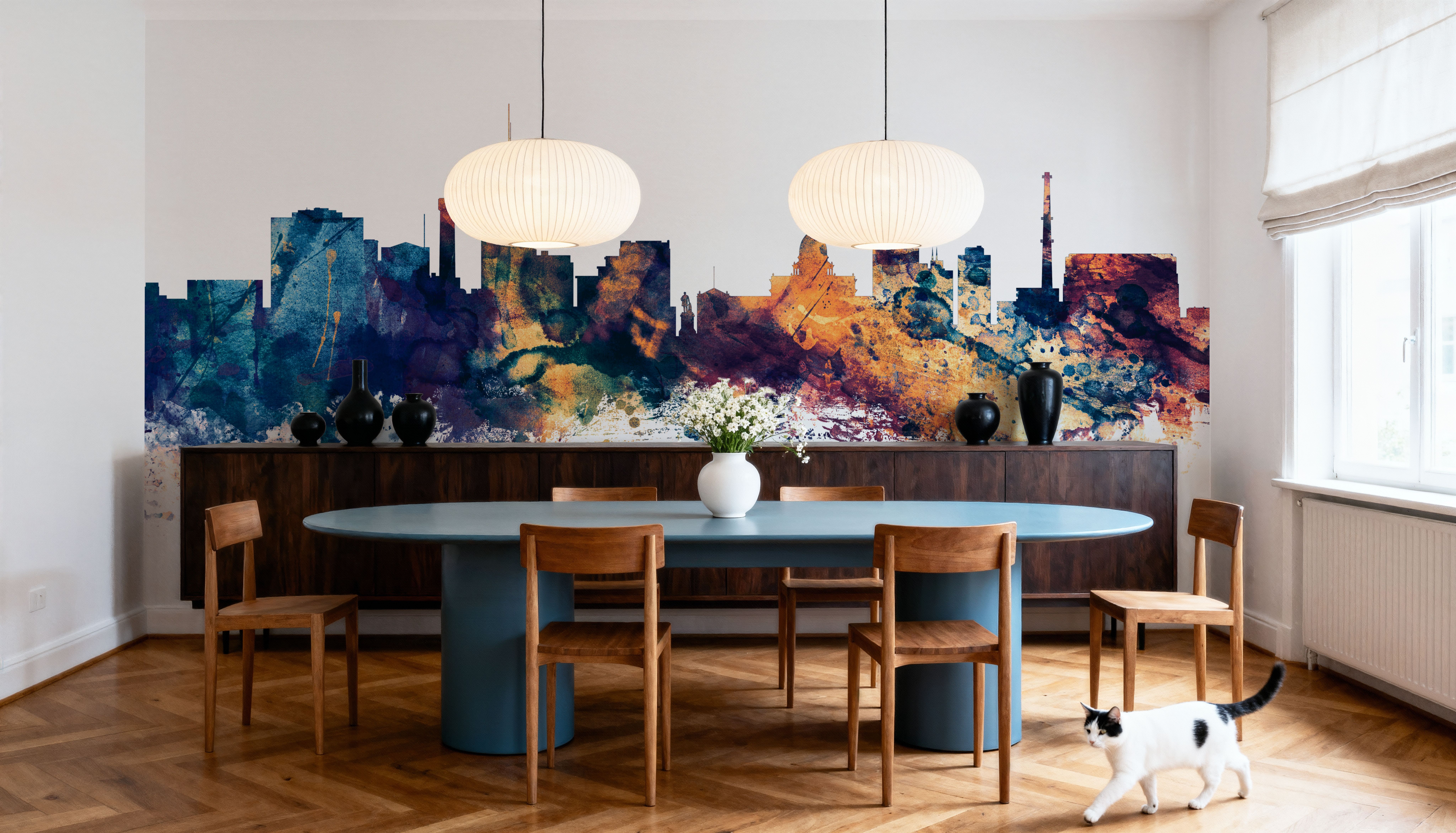 Lansing Michigan Skyline Blue & Bronze